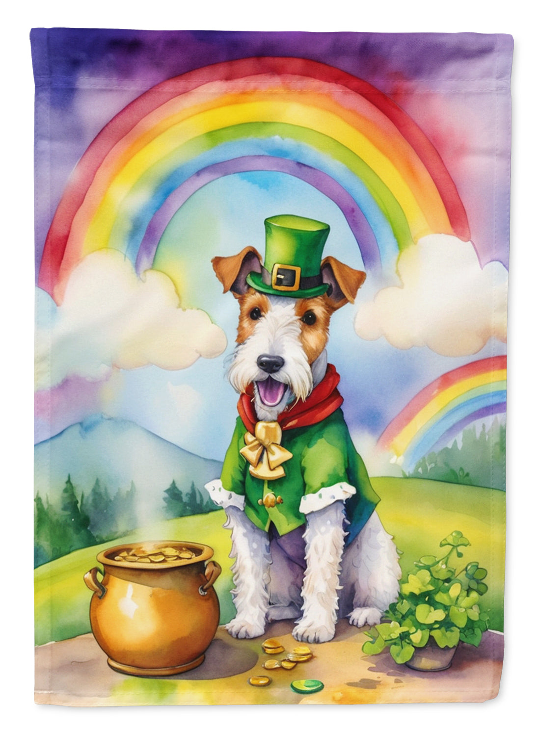 Buy this Fox Terrier St Patrick&#39;s Day Garden Flag