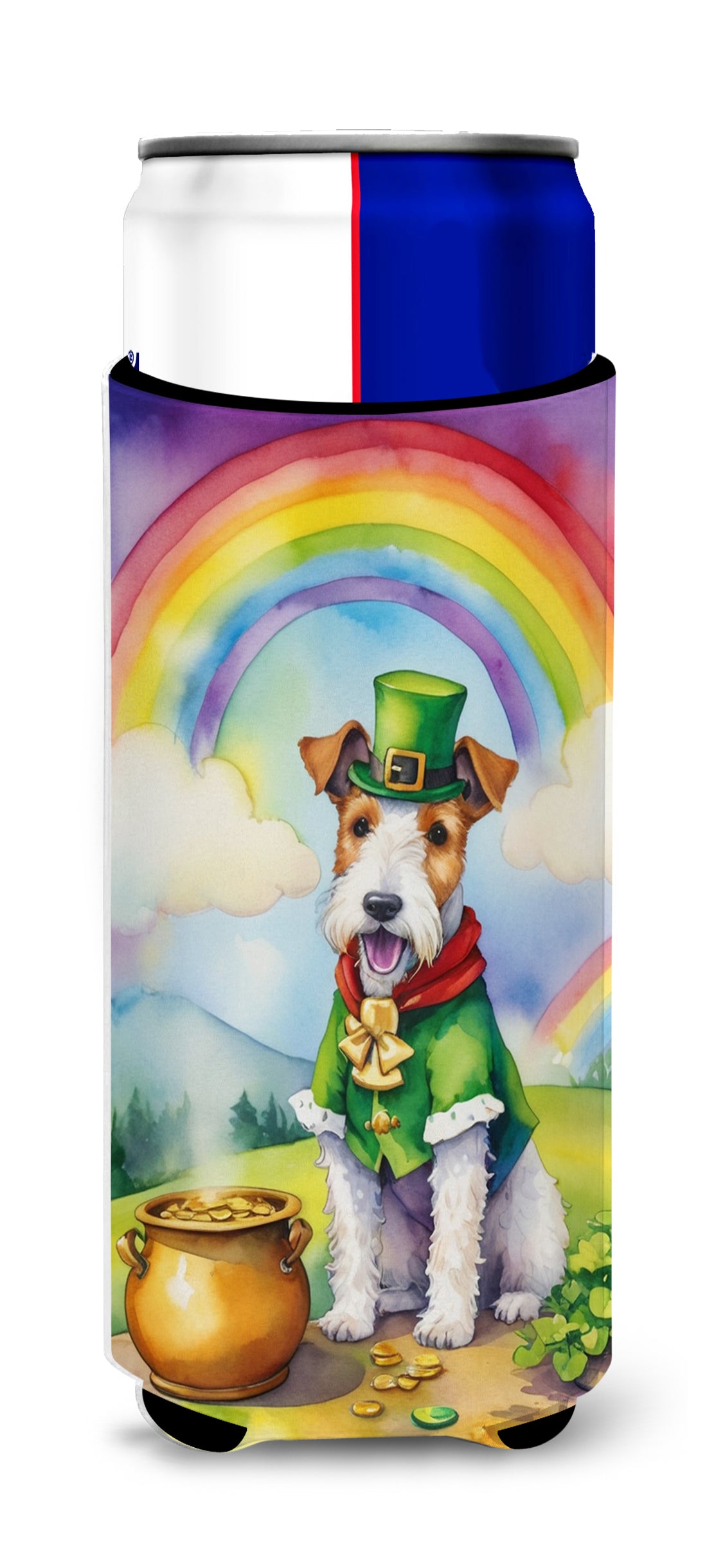 Buy this Fox Terrier St Patrick's Day Hugger for Ultra Slim Cans