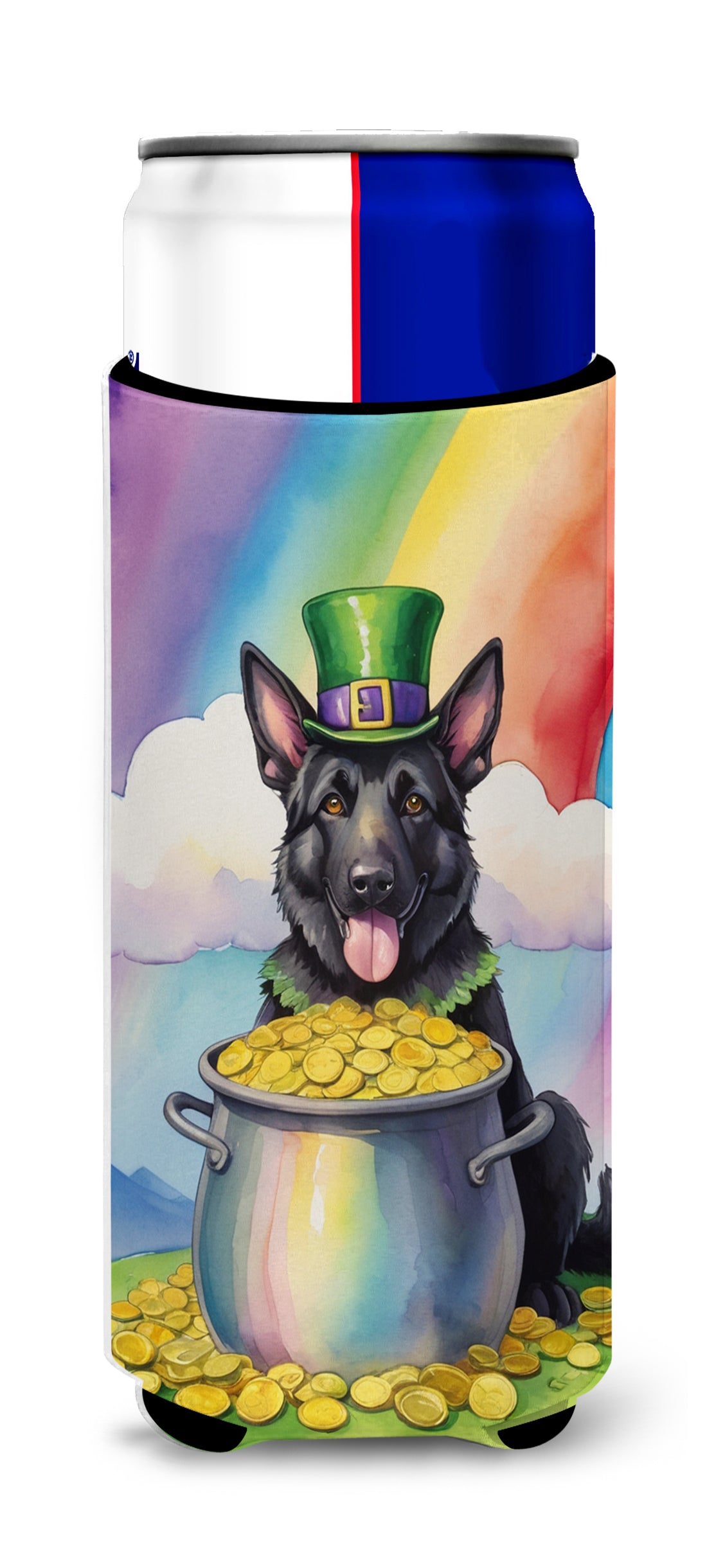 Buy this German Shepherd St Patrick's Day Hugger for Ultra Slim Cans