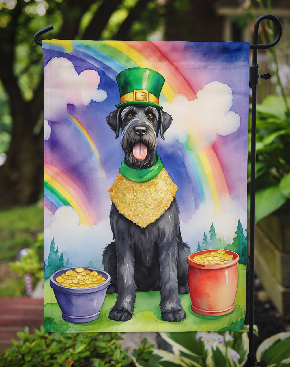 Giant Schnauzer St Patrick's Day Garden Flag