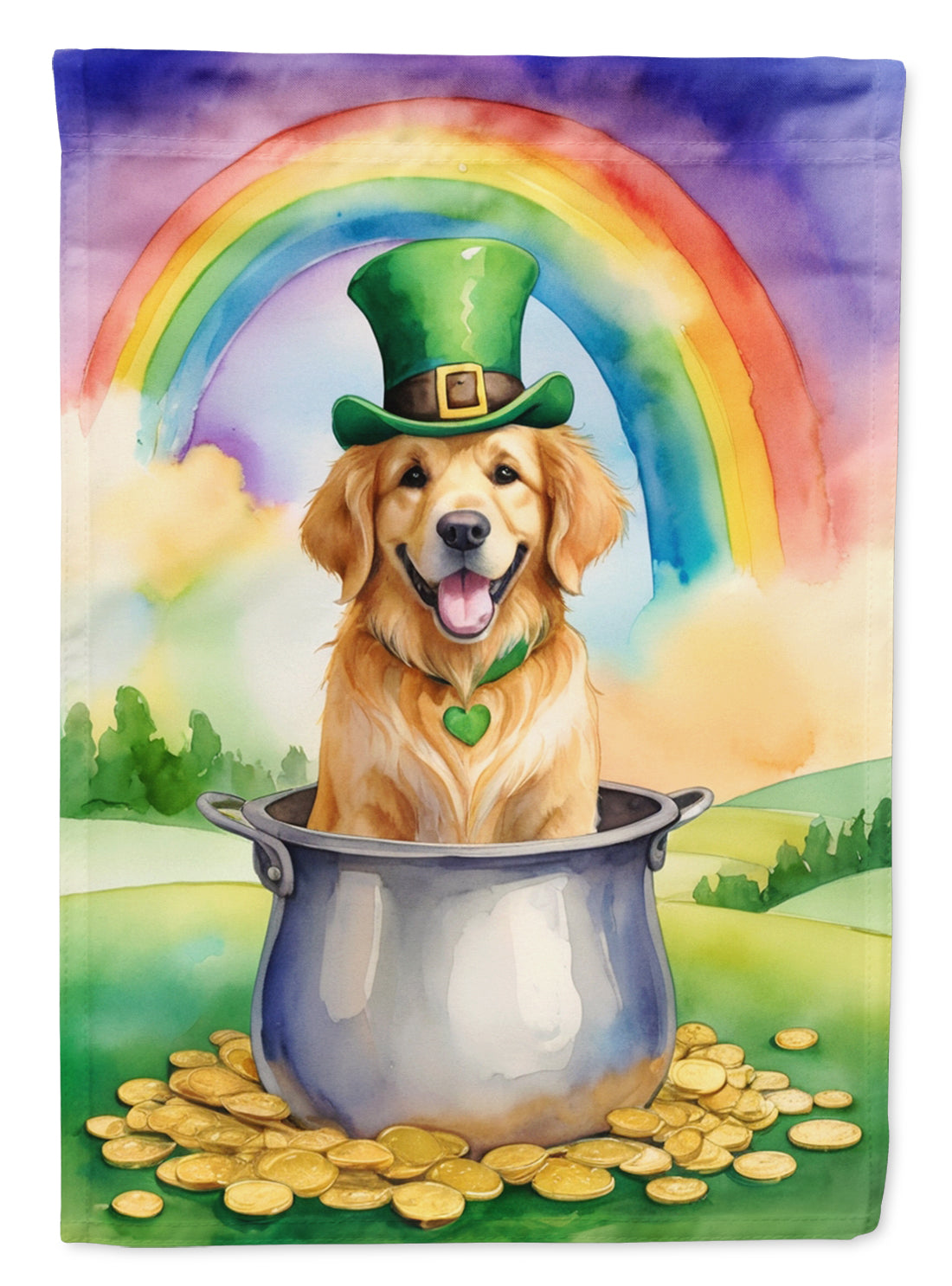 Buy this Golden Retriever St Patrick's Day House Flag