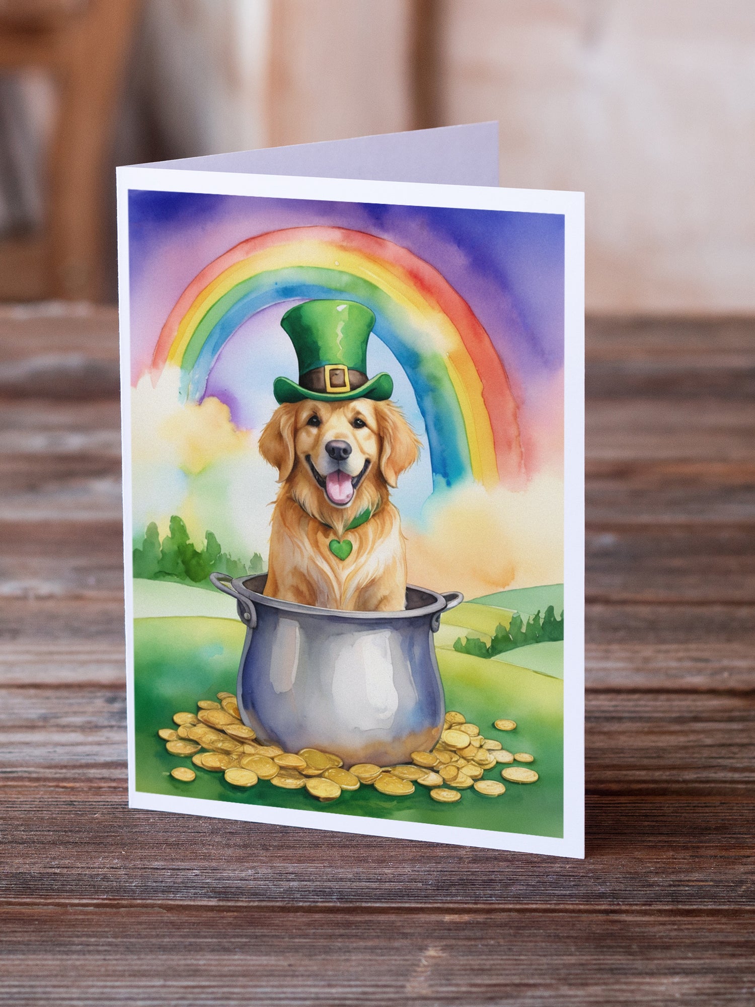 Golden Retriever St Patrick's Day Greeting Cards Pack of 8