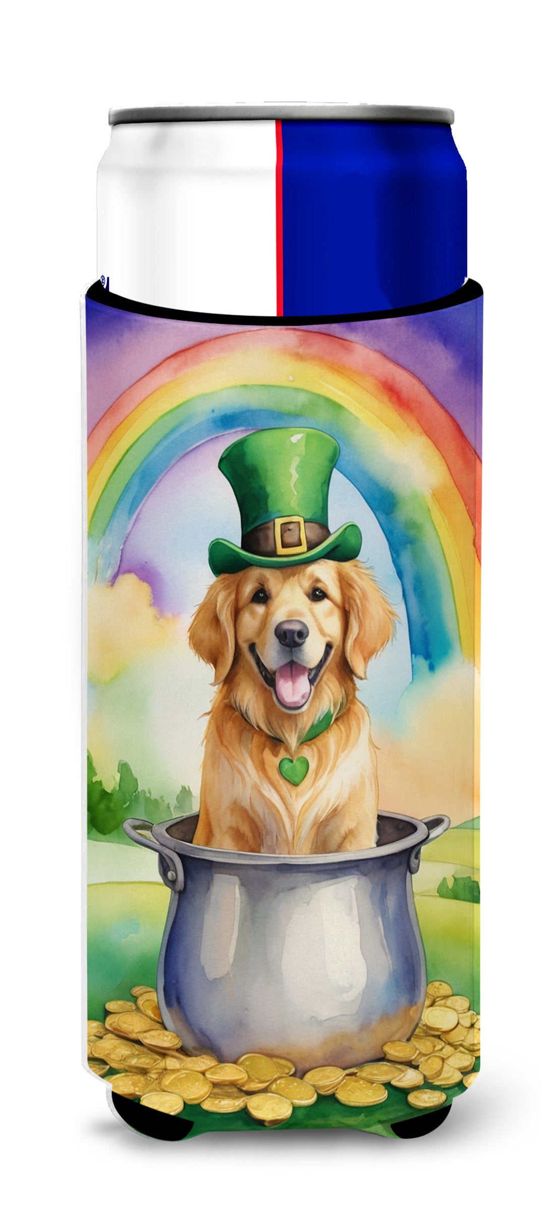 Buy this Golden Retriever St Patrick's Day Hugger for Ultra Slim Cans