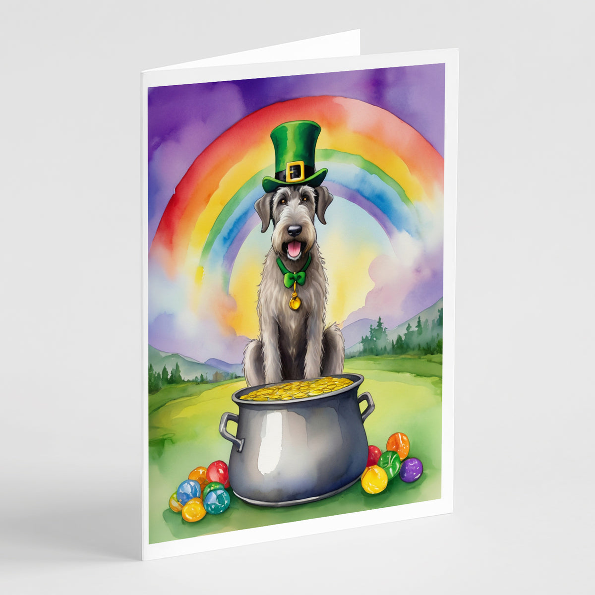 Buy this Irish Wolfhound St Patrick&#39;s Day Greeting Cards Pack of 8