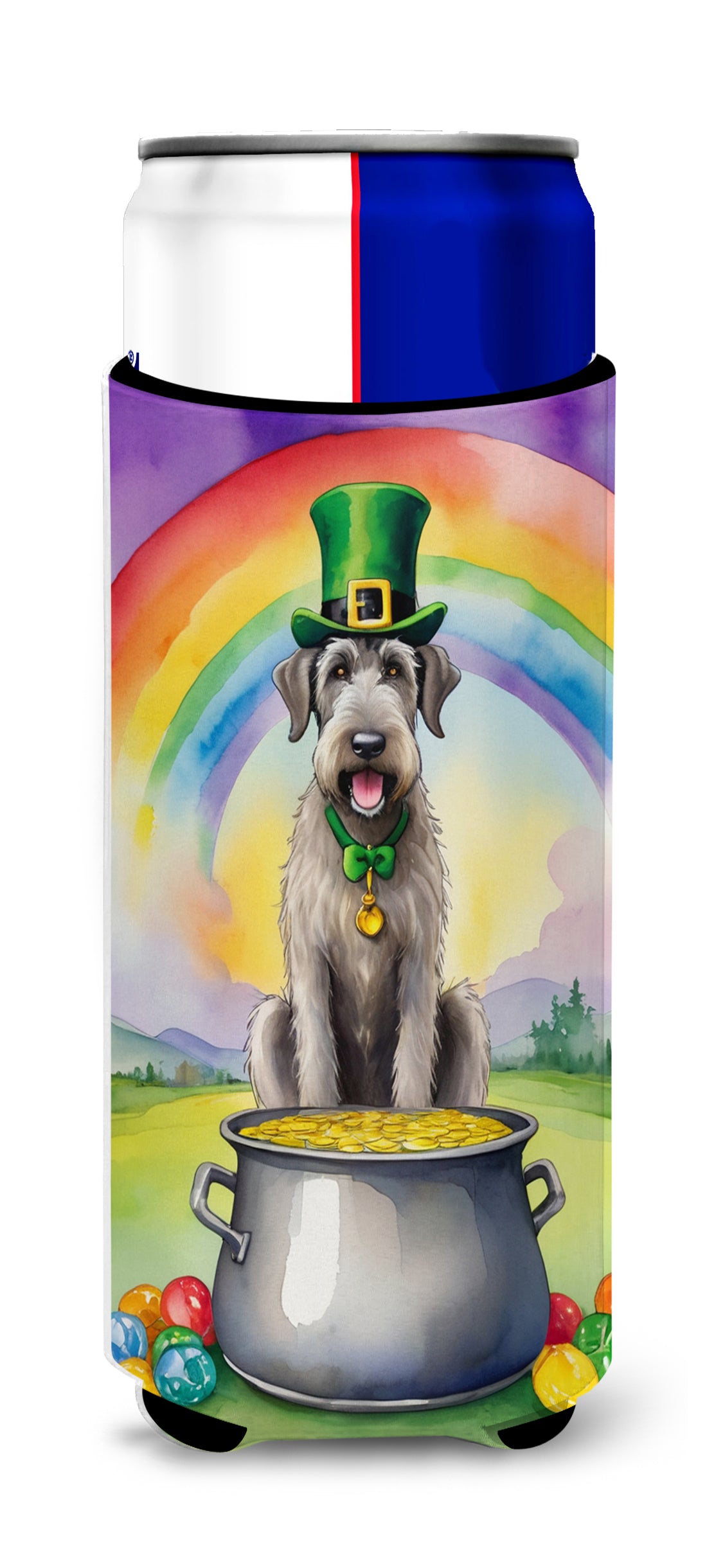 Buy this Irish Wolfhound St Patrick&#39;s Day Hugger for Ultra Slim Cans