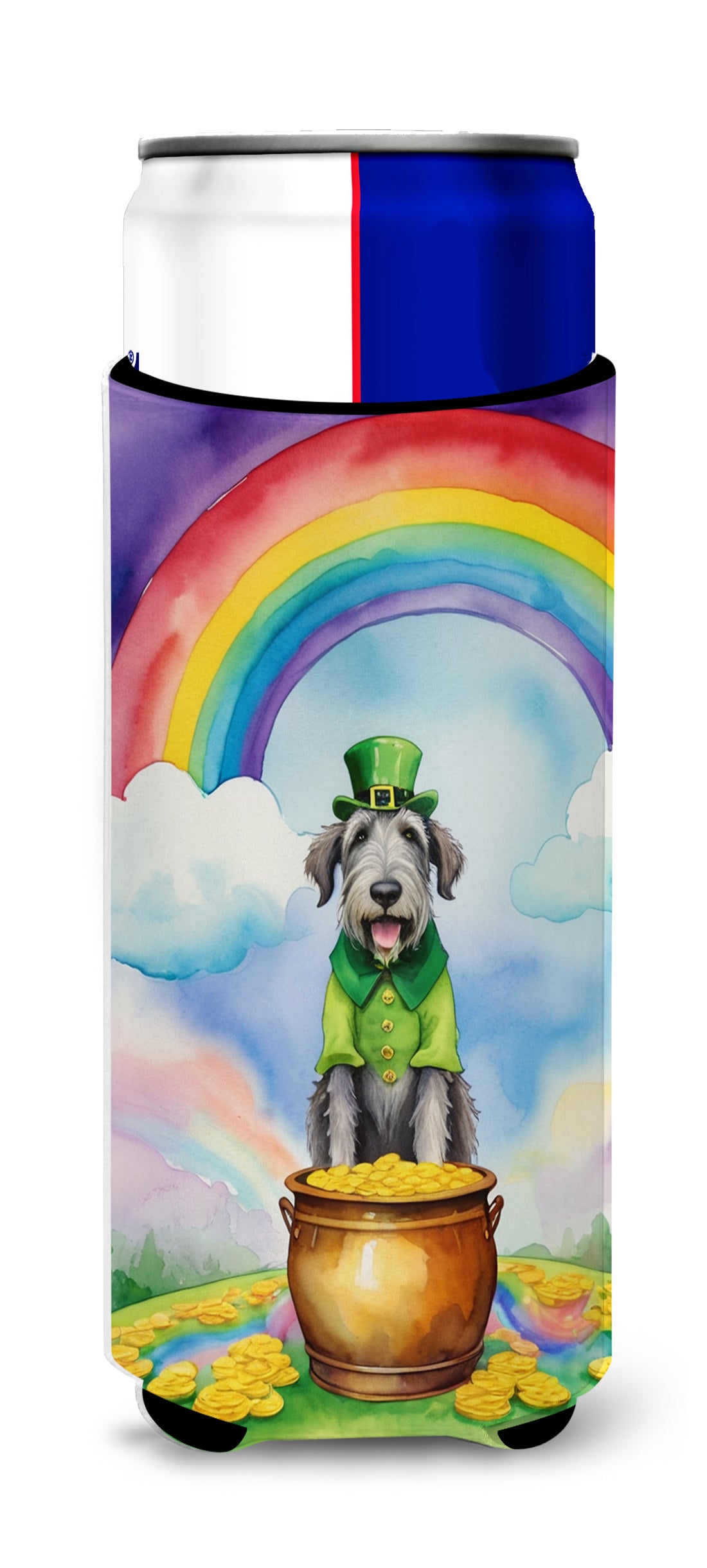 Buy this Irish Wolfhound St Patrick's Day Hugger for Ultra Slim Cans