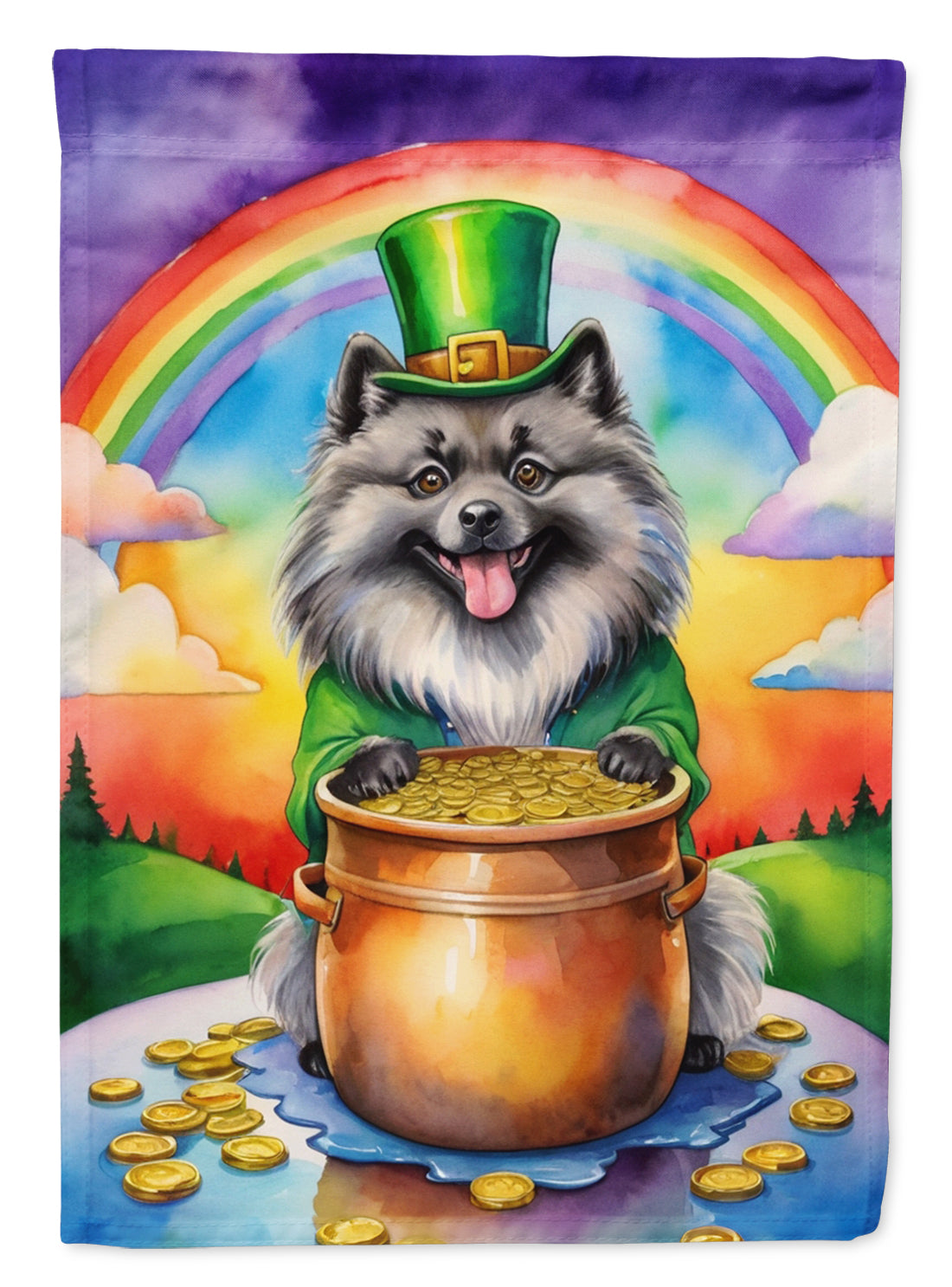 Buy this Keeshond St Patrick&#39;s Day House Flag