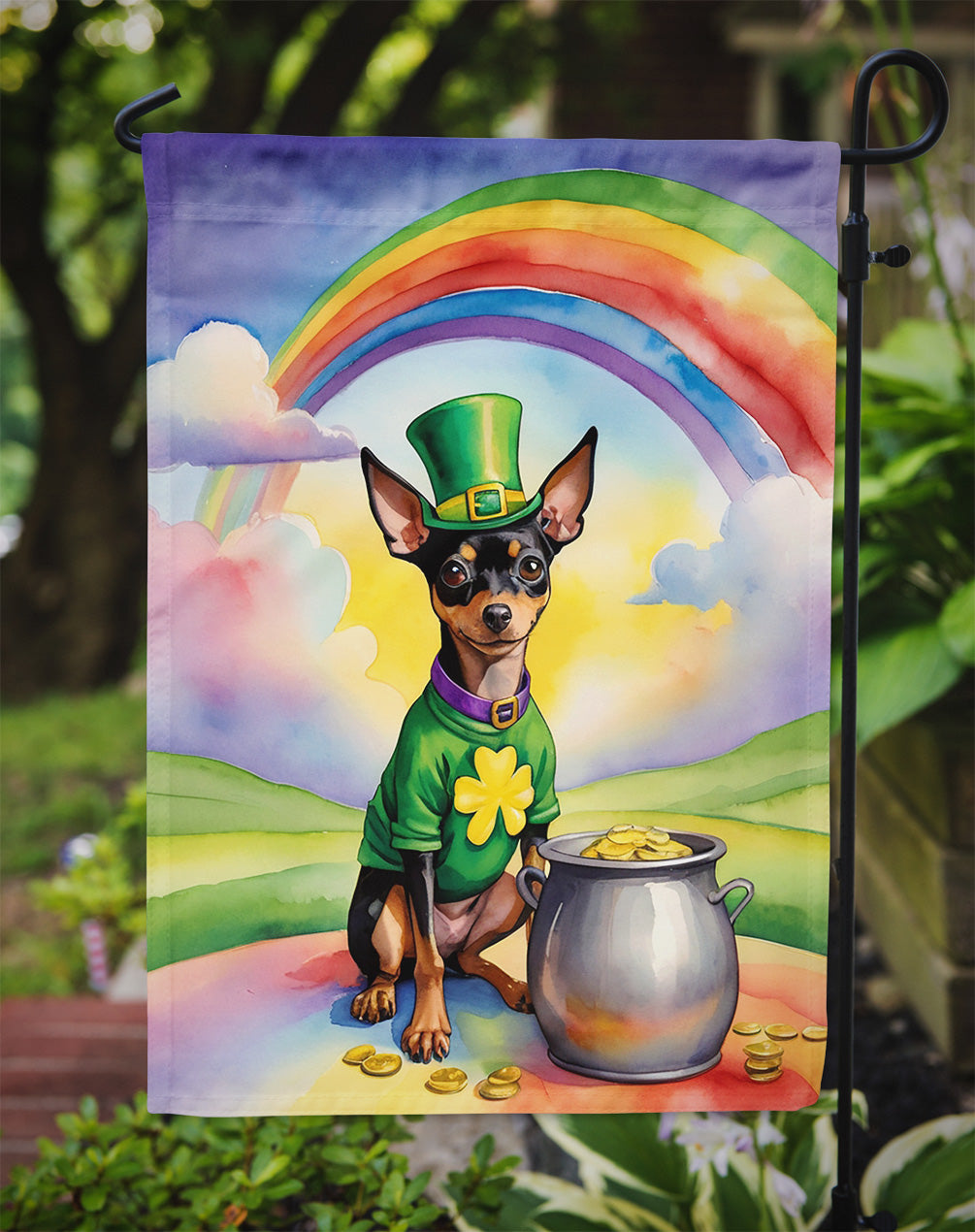 Miniature Pinscher St Patrick's Day Garden Flag