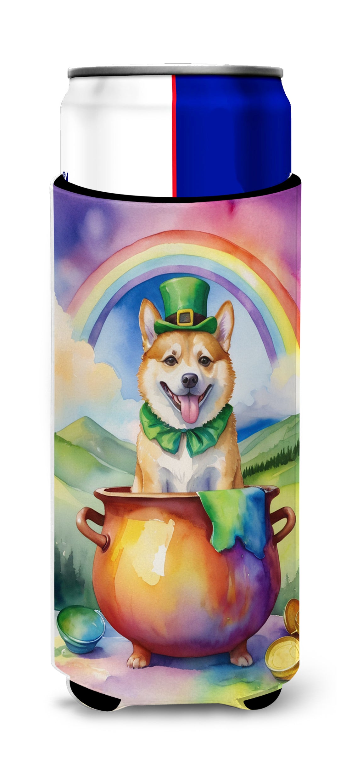 Buy this Norwegian Buhund St Patrick&#39;s Day Hugger for Ultra Slim Cans