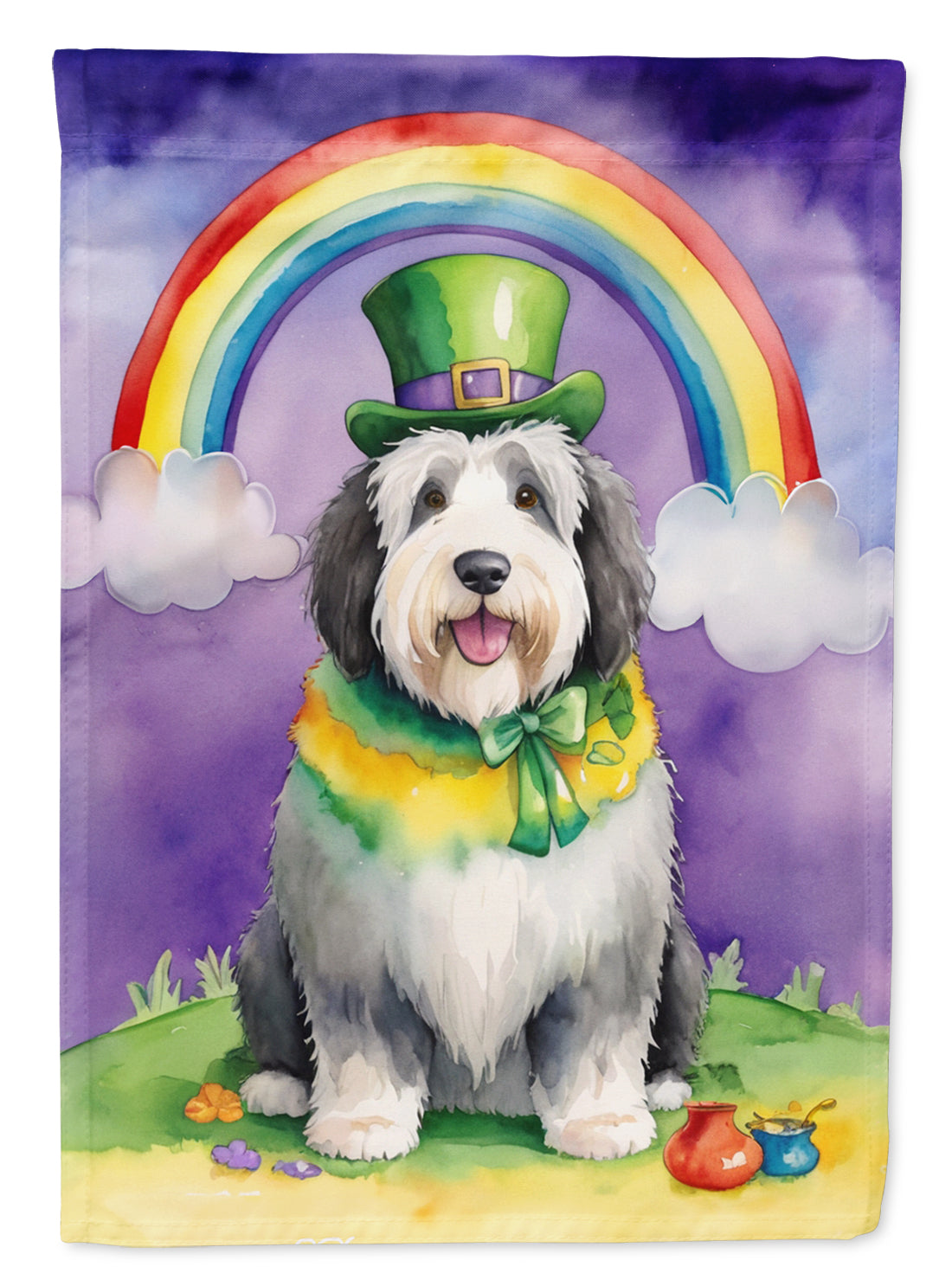 Buy this Old English Sheepdog St Patrick&#39;s Day Garden Flag