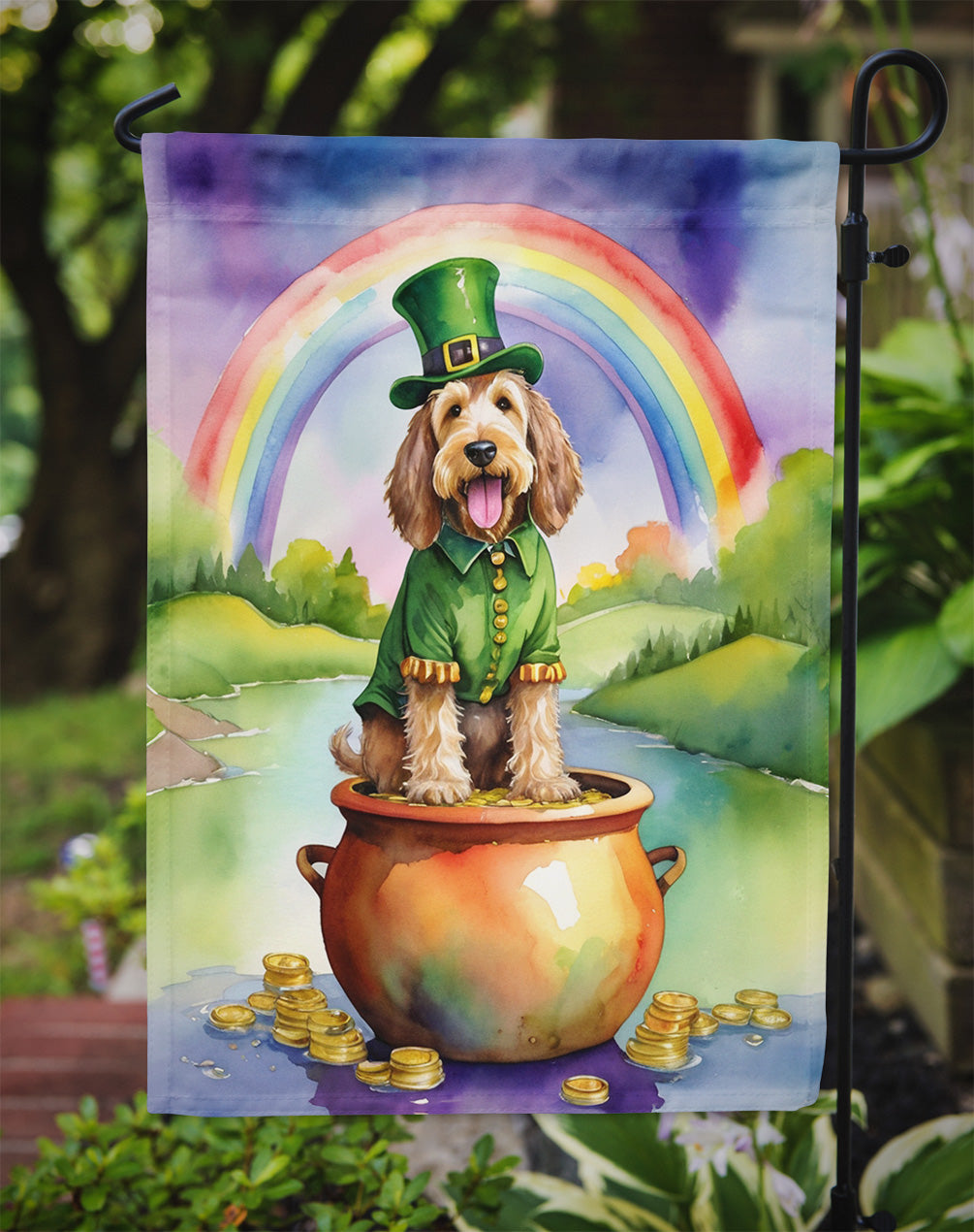 Otterhound St Patrick's Day Garden Flag