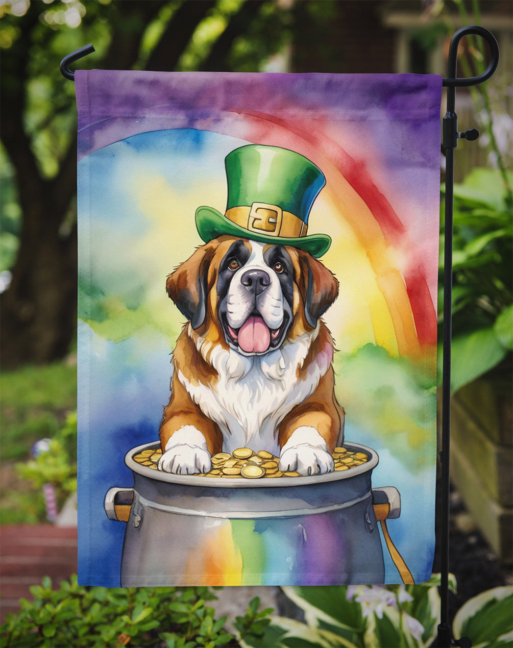 Saint Bernard St Patrick's Day Garden Flag