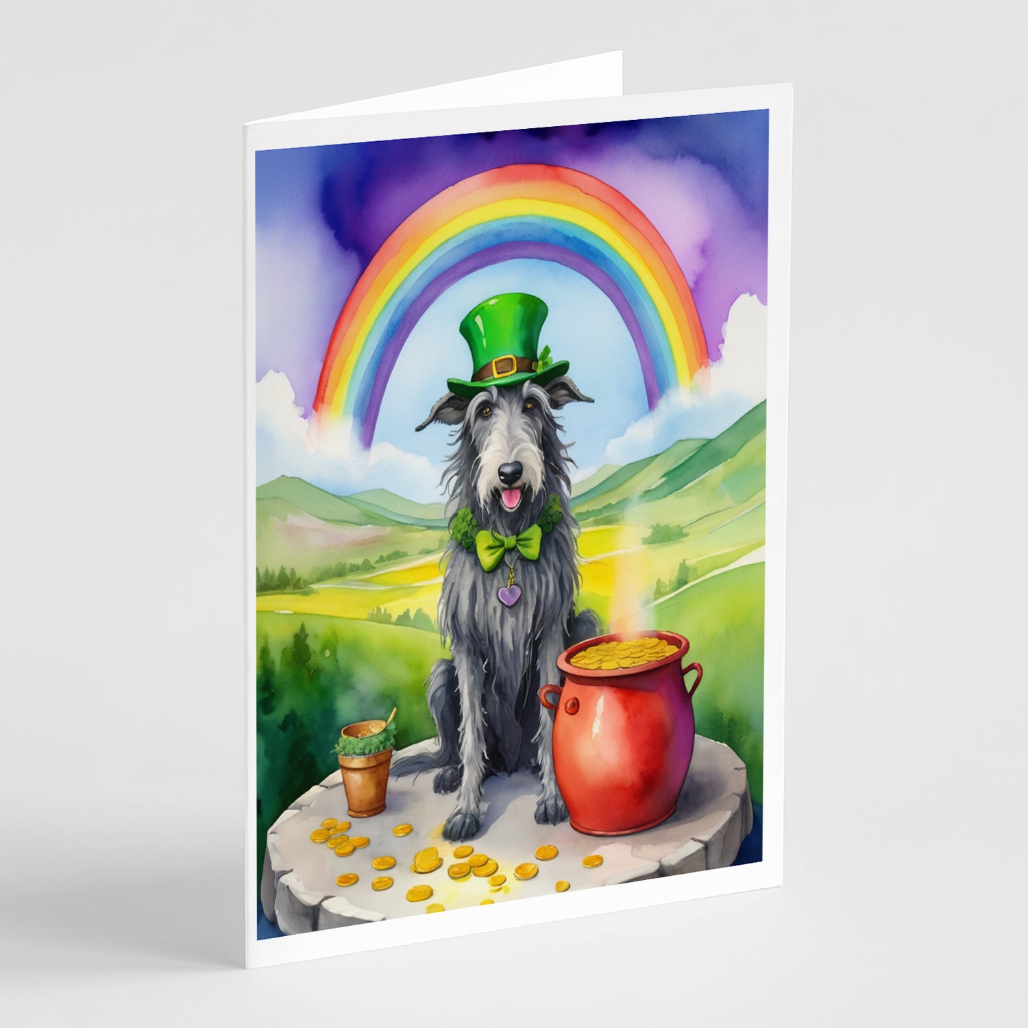 Buy this Scottish Deerhound St Patrick's Day Greeting Cards Pack of 8