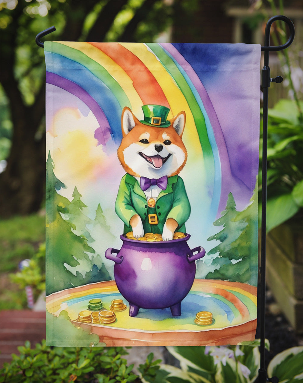 Shiba Inu St Patrick's Day Garden Flag