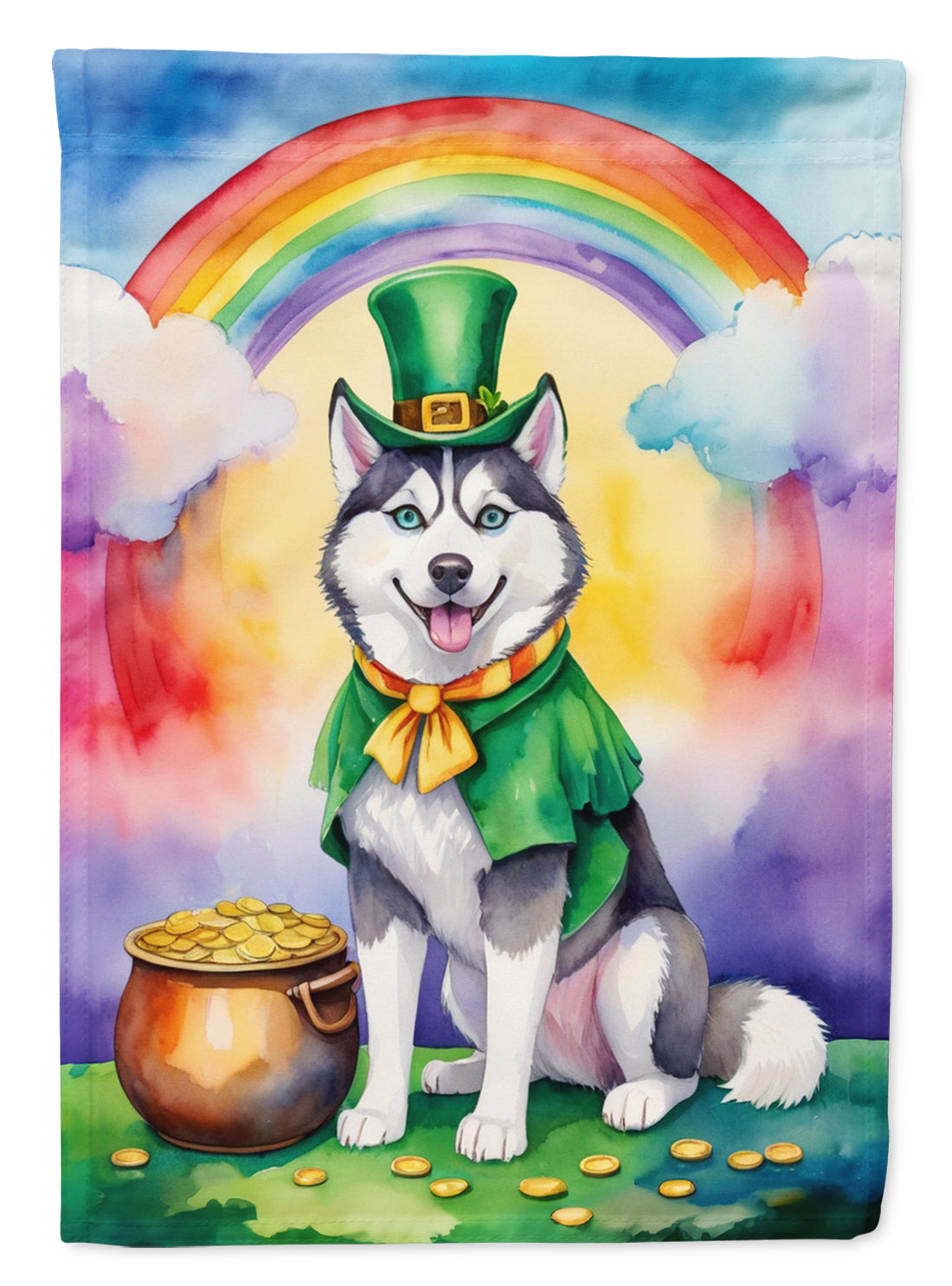 Buy this Siberian Husky St Patrick&#39;s Day House Flag