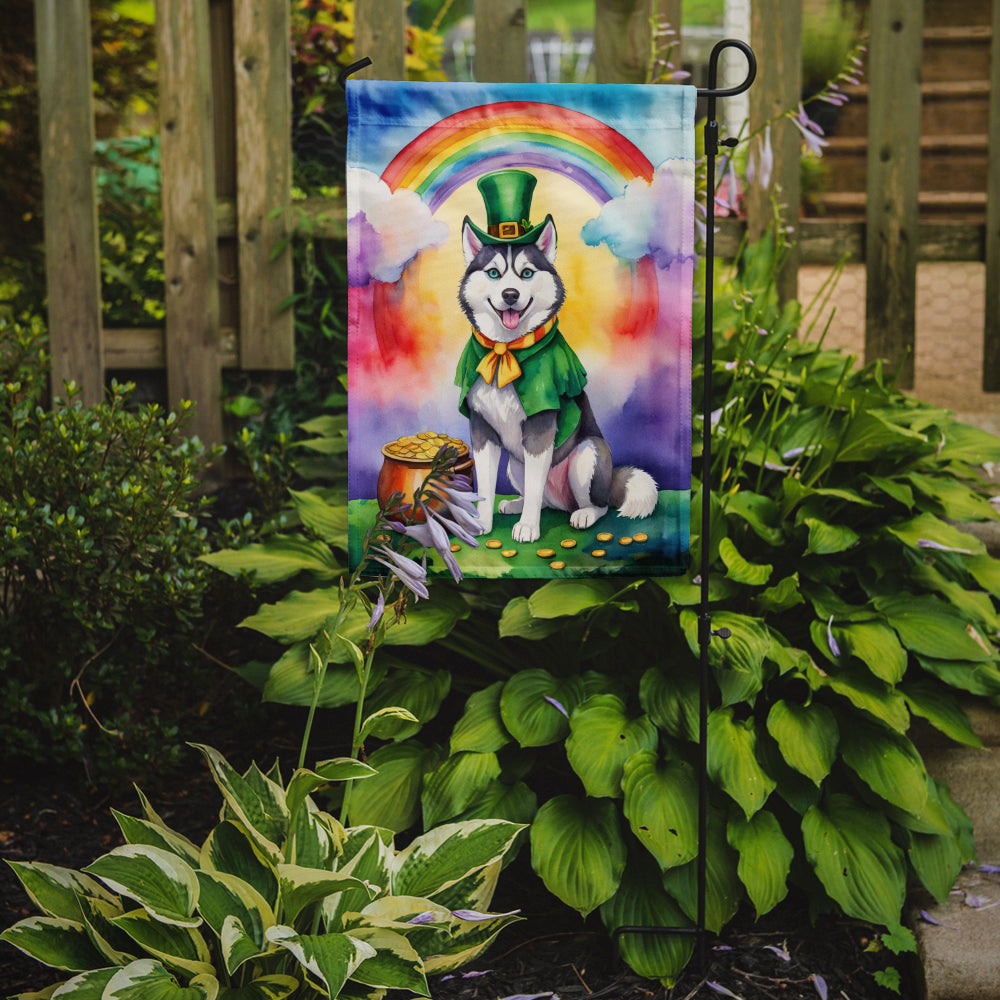 Siberian Husky St Patrick's Day Garden Flag