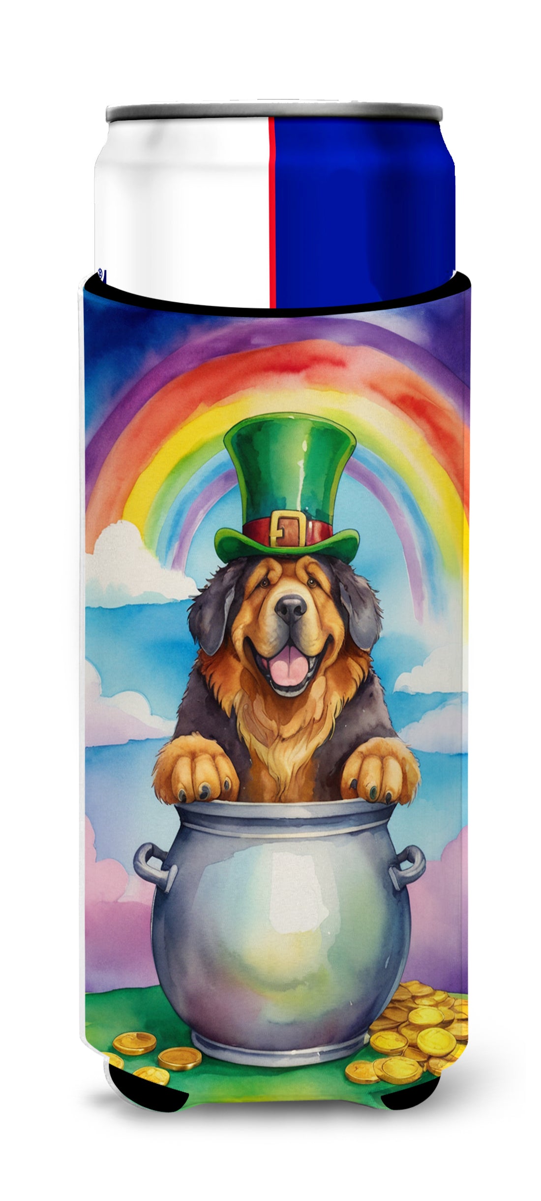 Buy this Tibetan Mastiff St Patrick&#39;s Day Hugger for Ultra Slim Cans