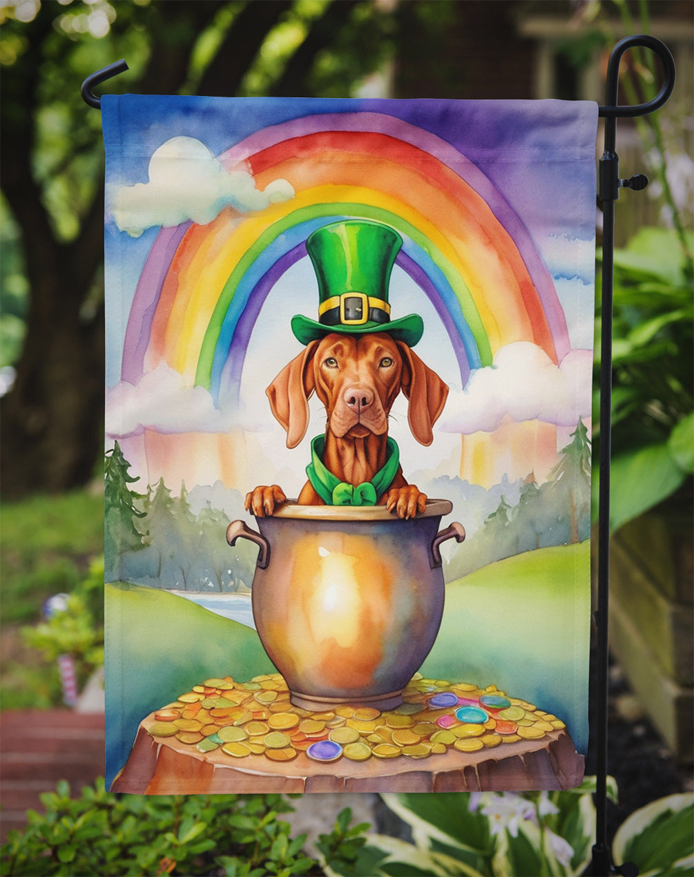 Vizsla St Patrick's Day Garden Flag