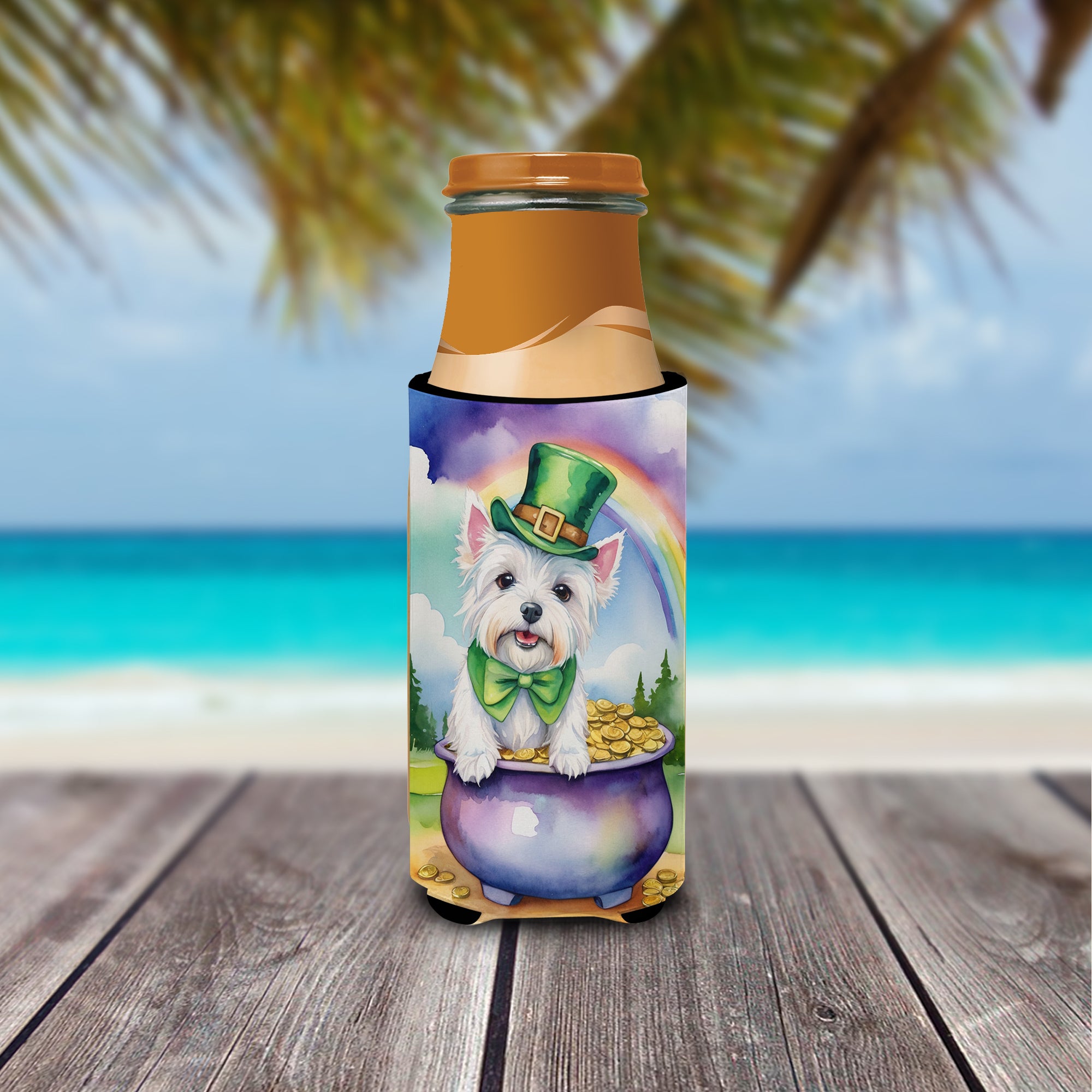 Westie St Patrick's Day Hugger for Ultra Slim Cans