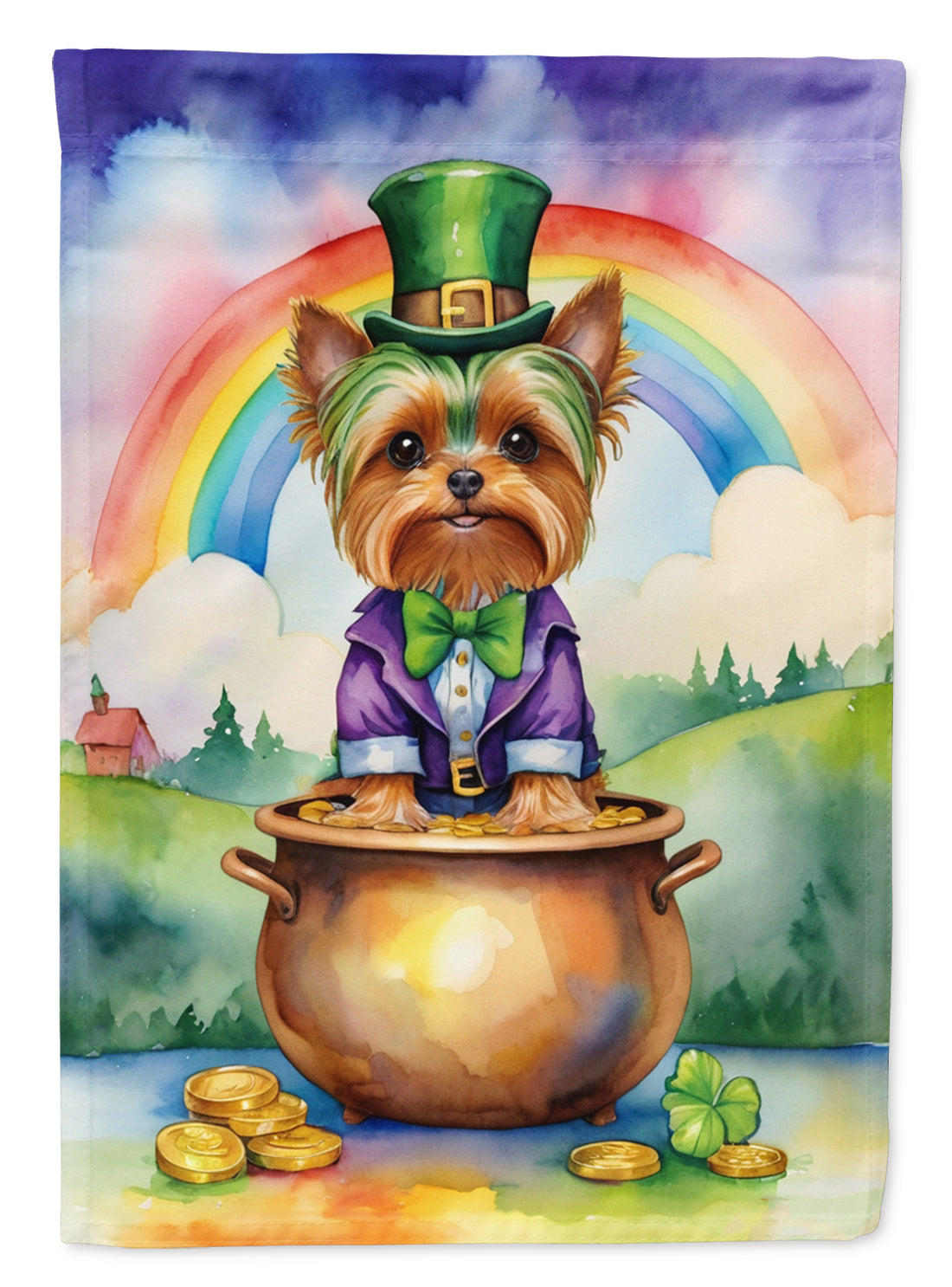 Buy this Yorkshire Terrier St Patrick&#39;s Day Garden Flag