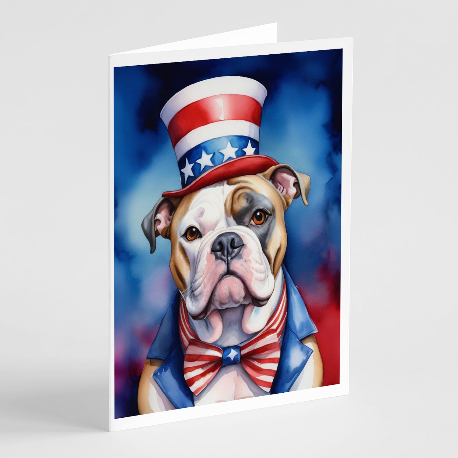 Buy this American Bulldog Patriotic American Greeting Cards Pack of 8