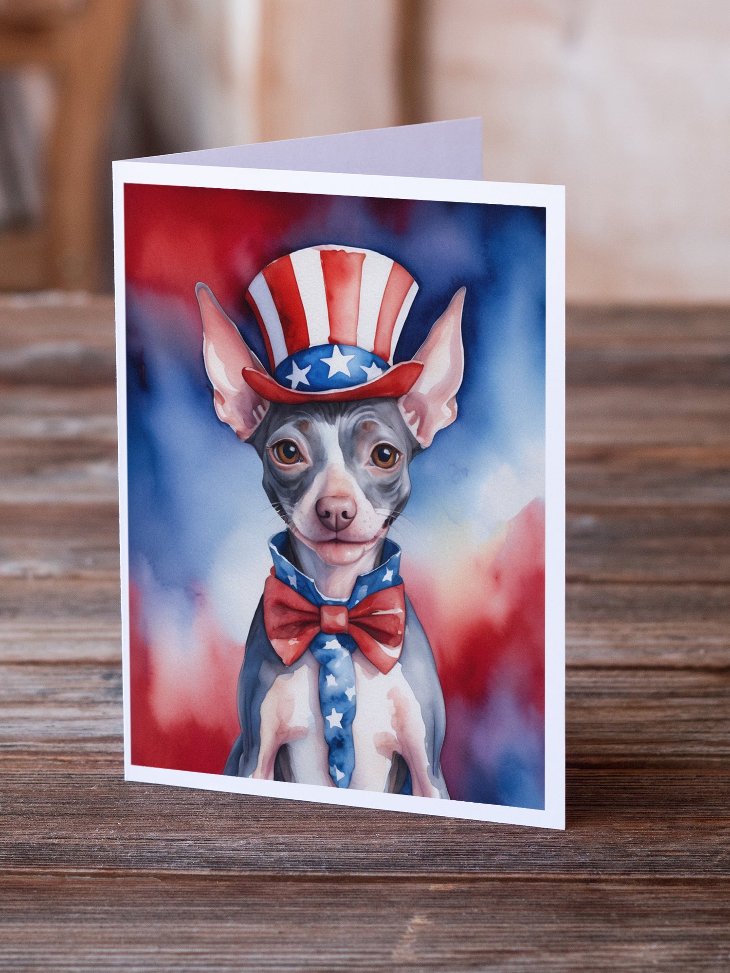 Buy this American Hairless Terrier Patriotic American Greeting Cards Pack of 8