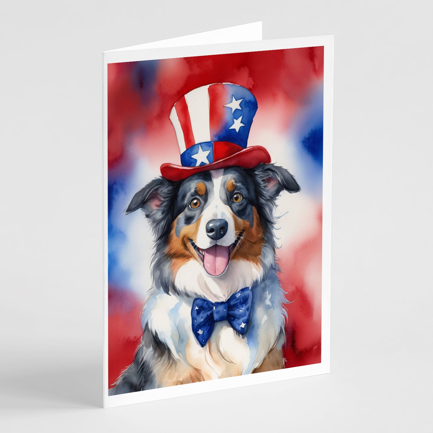 Buy this Australian Shepherd Patriotic American Greeting Cards Pack of 8