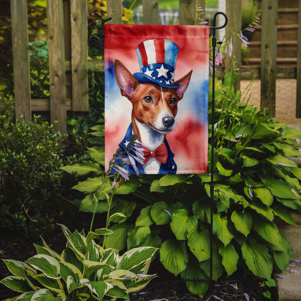 Basenji Patriotic American Garden Flag