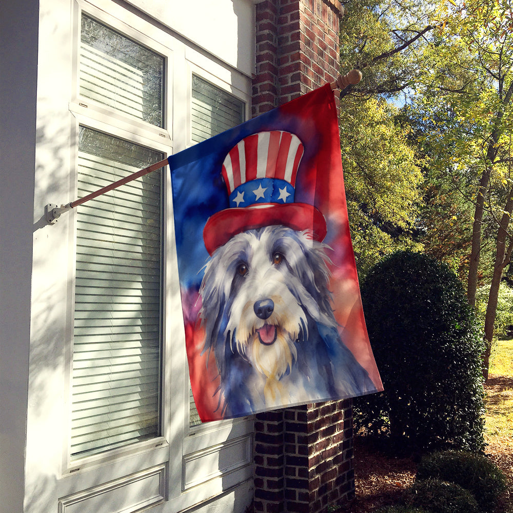 Bearded Collie Patriotic American House Flag