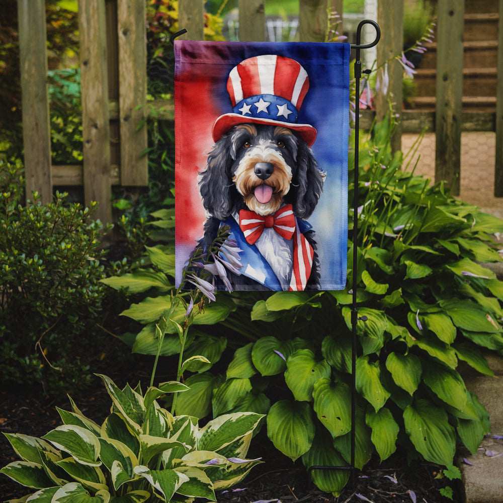 Bernedoodle Patriotic American Garden Flag