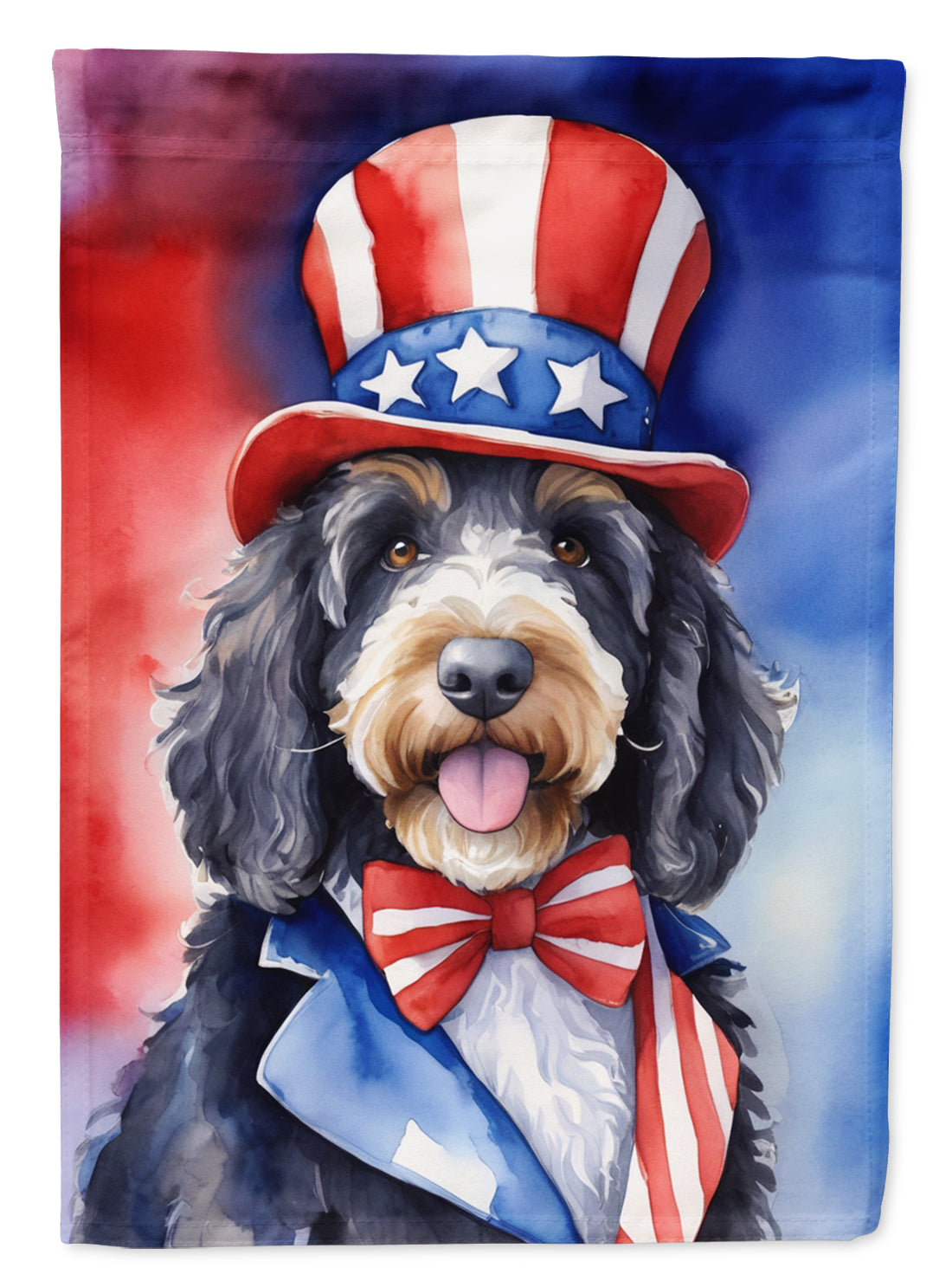 Buy this Bernedoodle Patriotic American Garden Flag