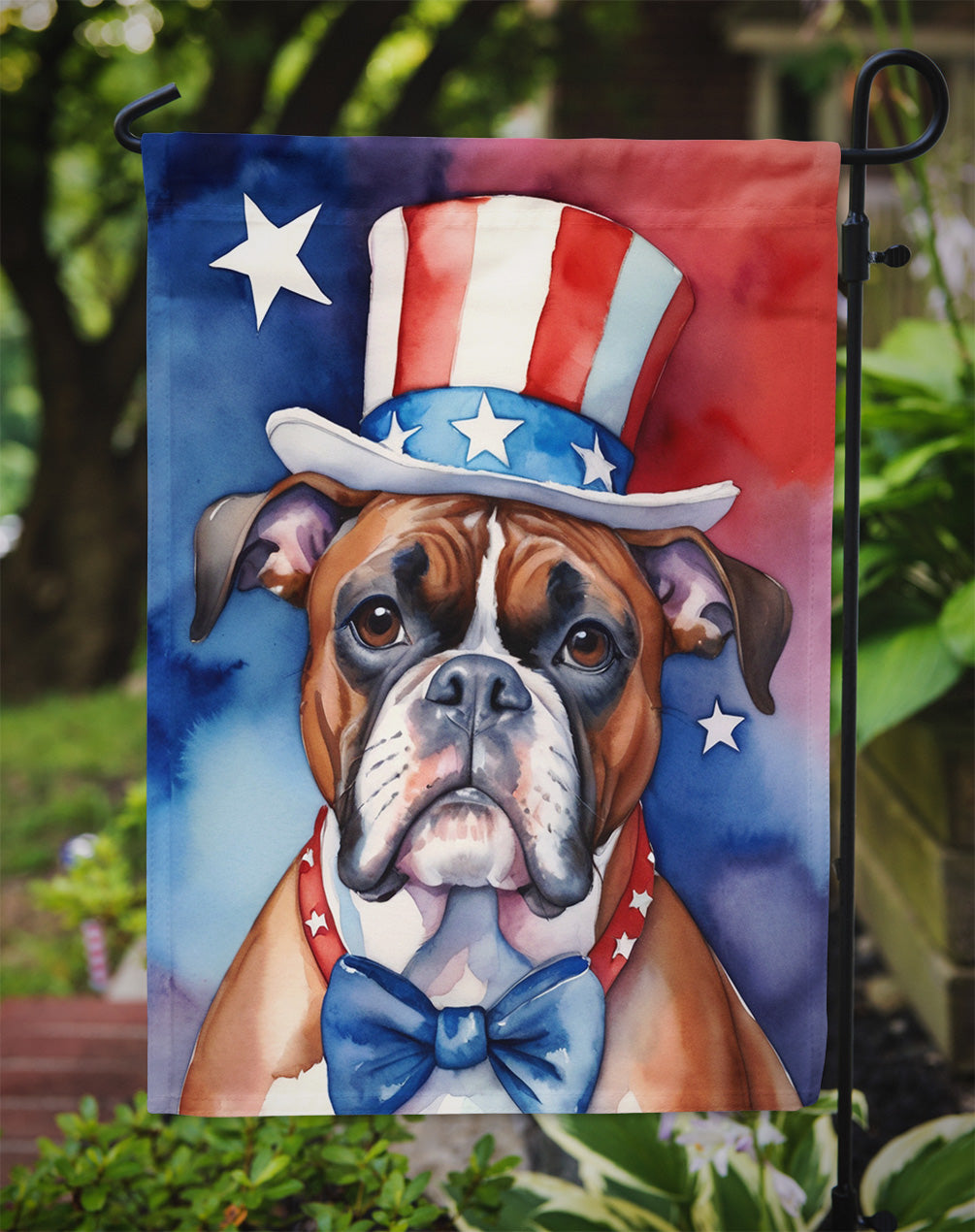 Boxer Patriotic American Garden Flag