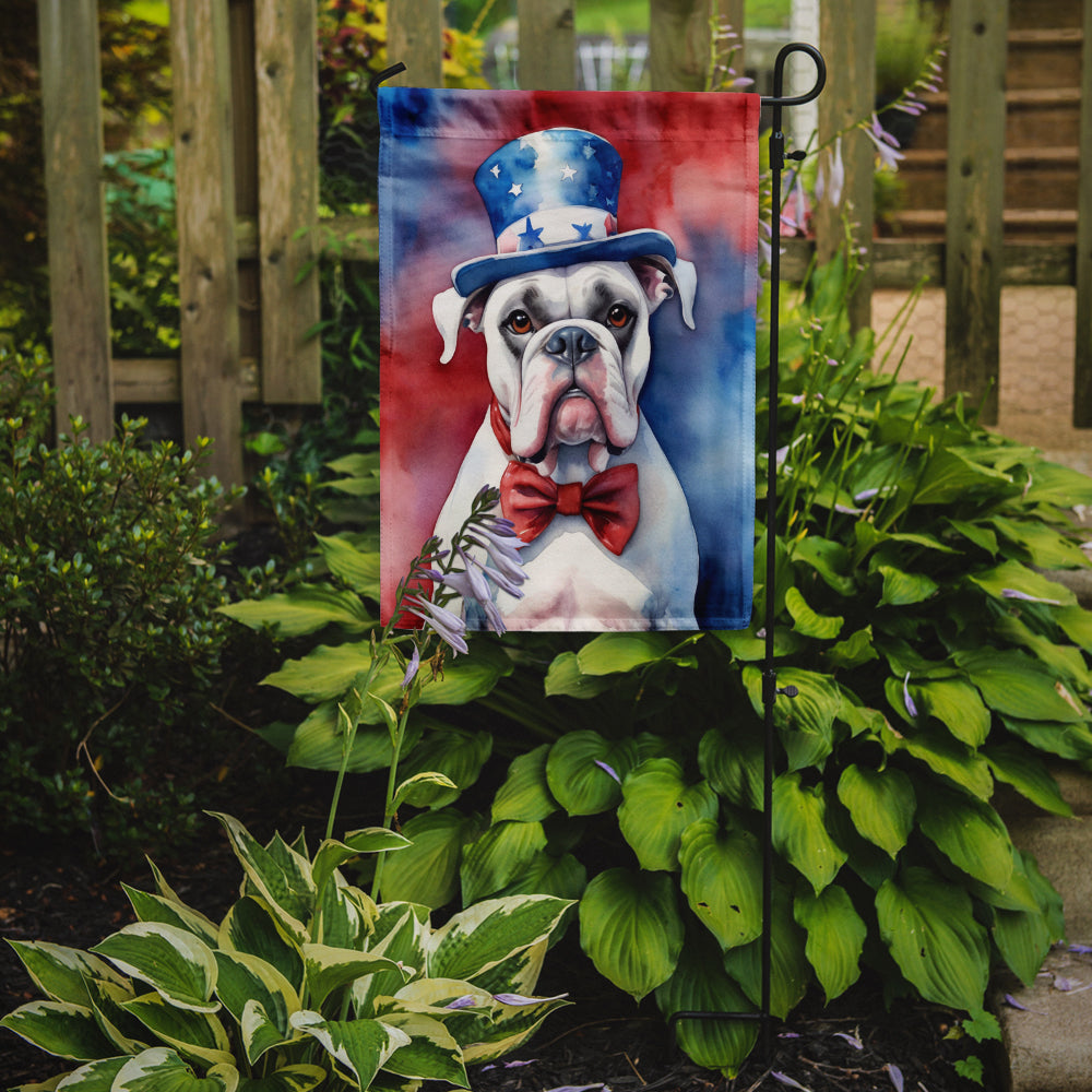 White Boxer Patriotic American Garden Flag