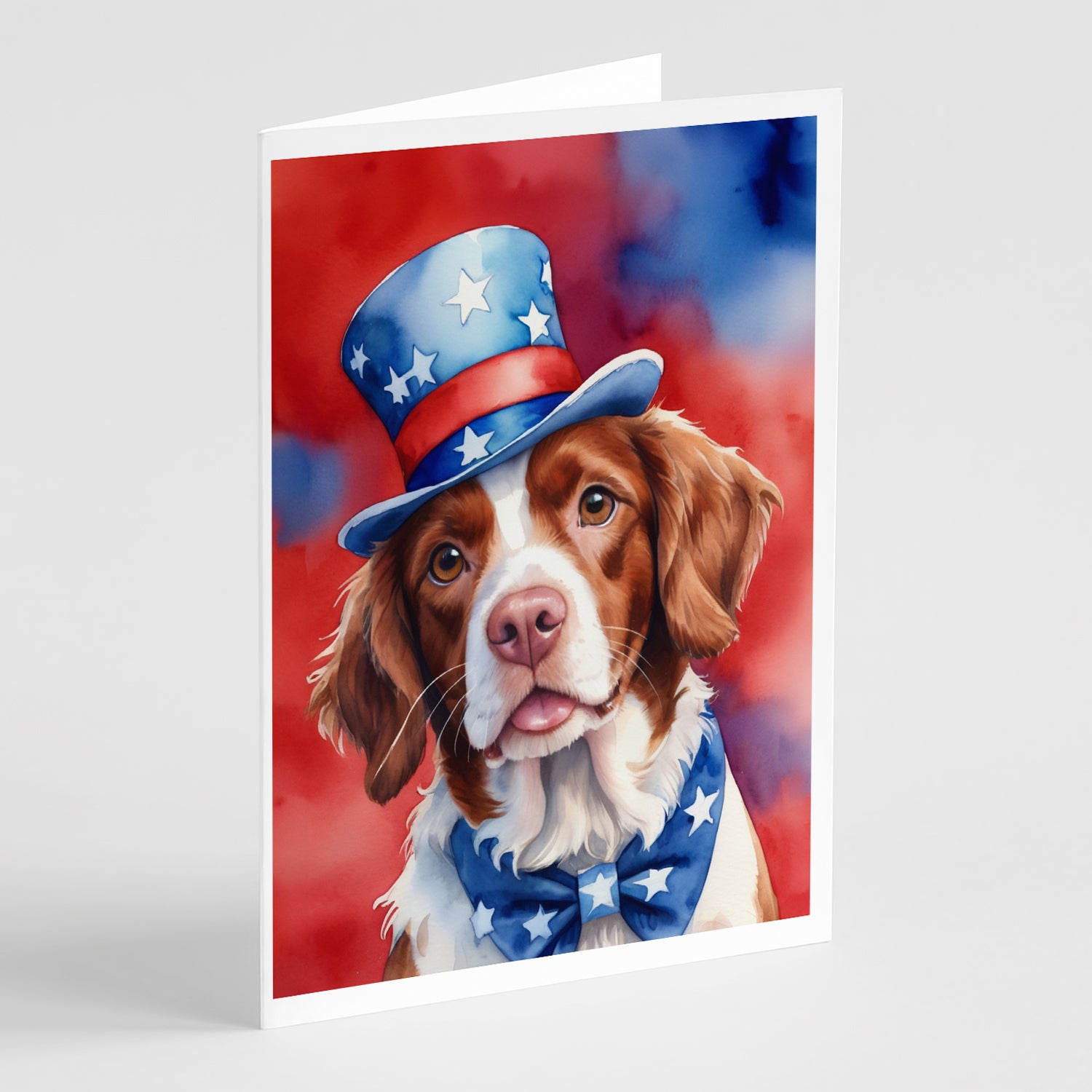 Buy this Brittany Spaniel Patriotic American Greeting Cards Pack of 8