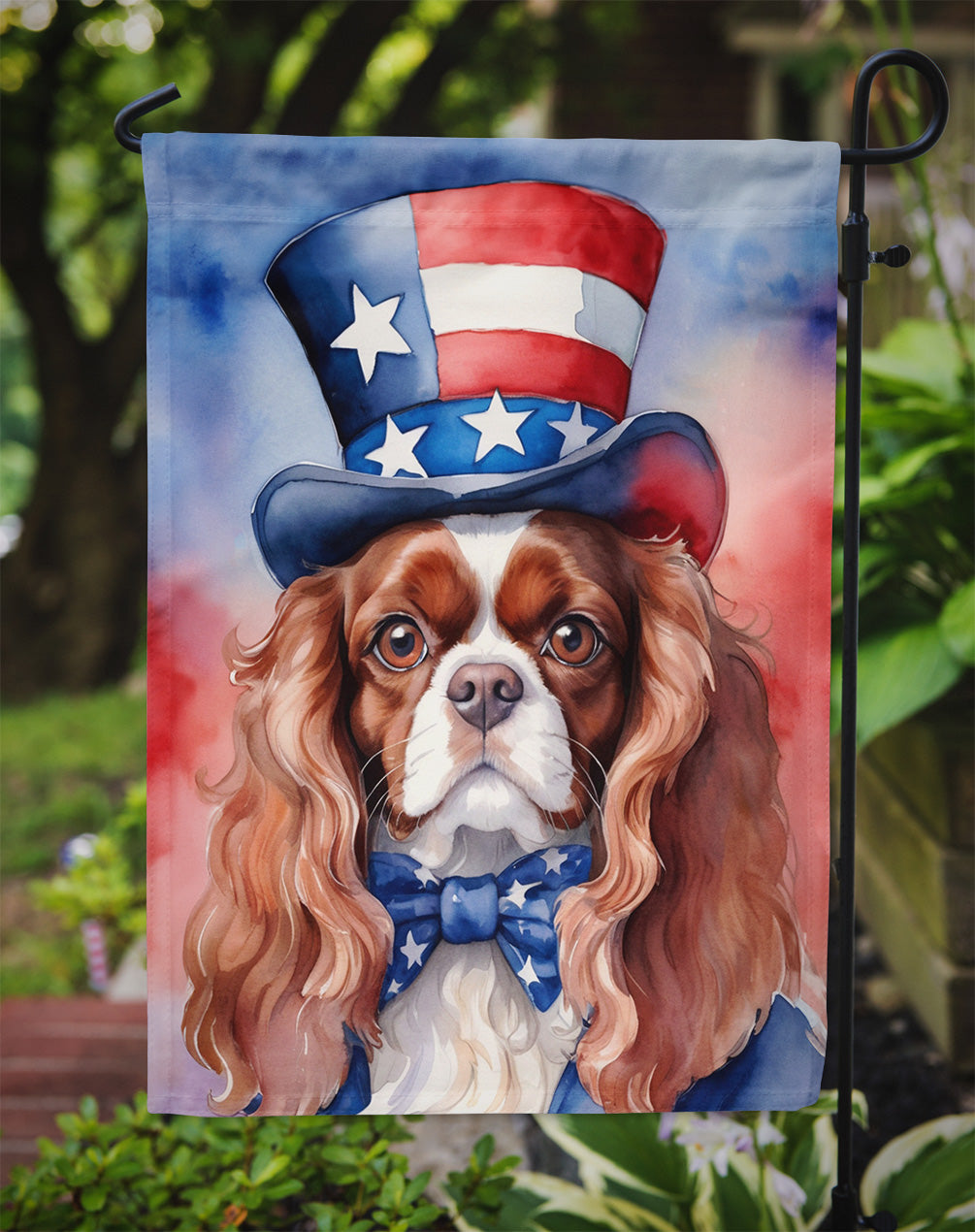 Cavalier Spaniel Patriotic American Garden Flag