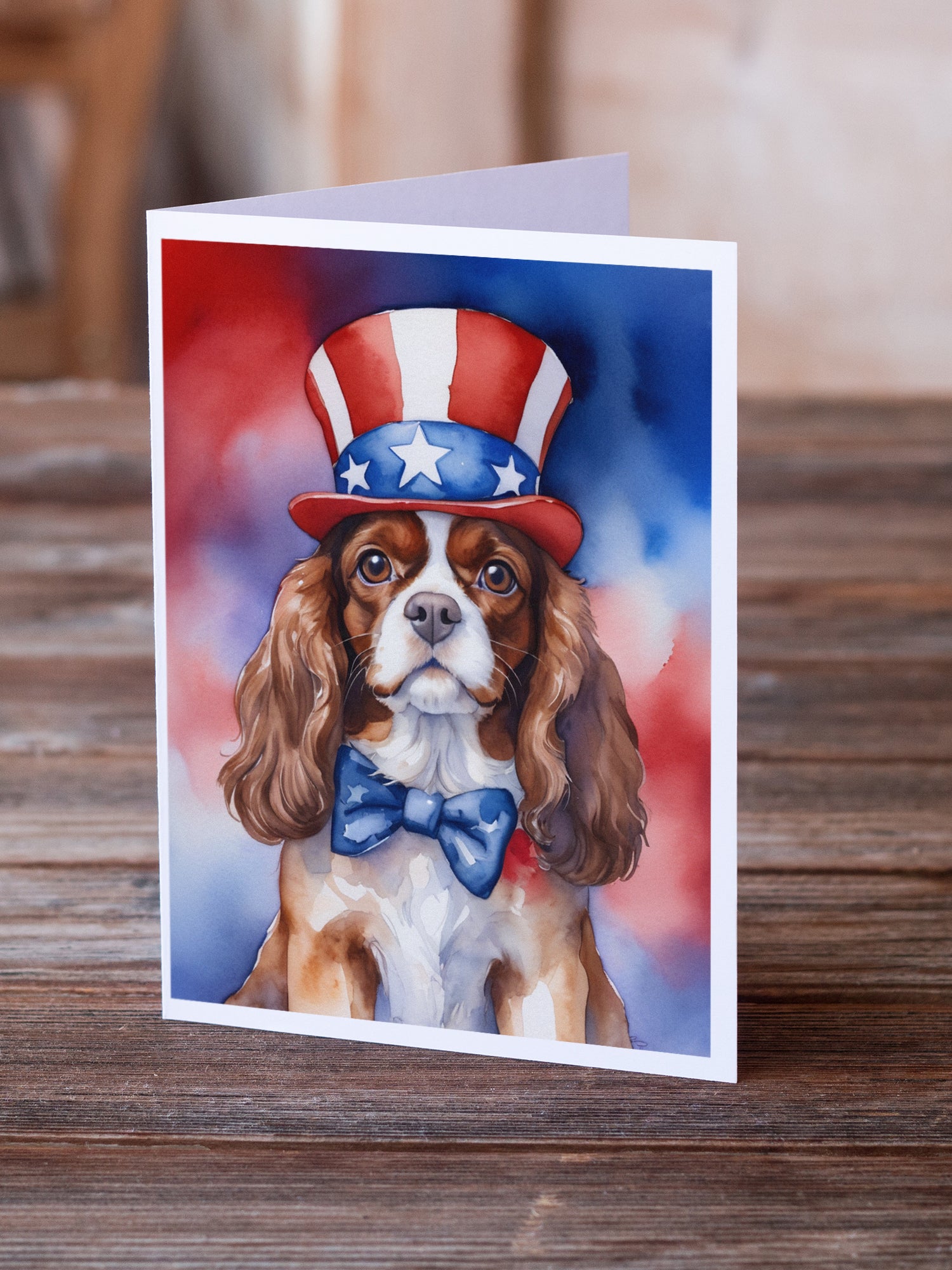 Buy this Cavalier Spaniel Patriotic American Greeting Cards Pack of 8