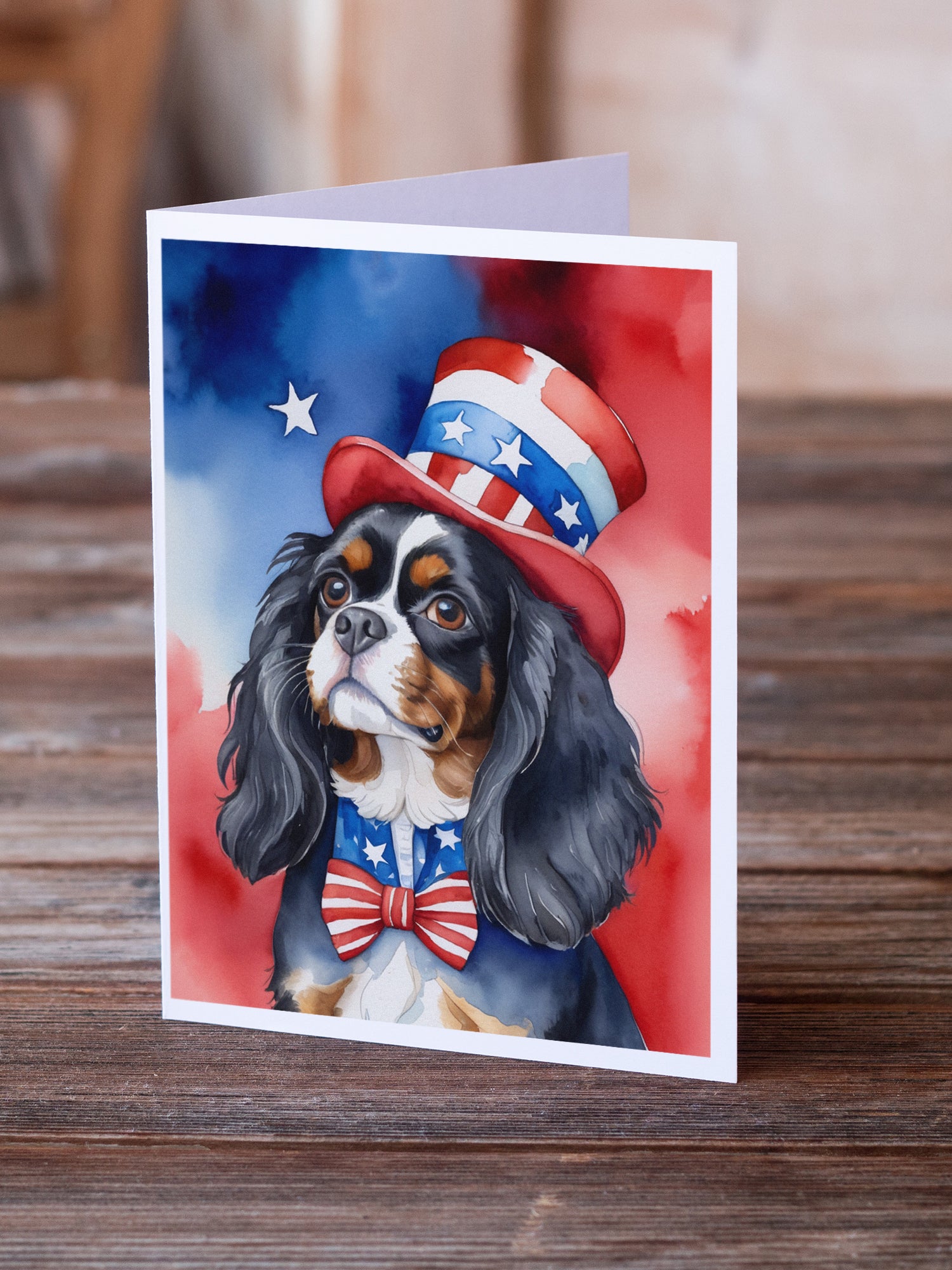 Buy this Cavalier Spaniel Patriotic American Greeting Cards Pack of 8