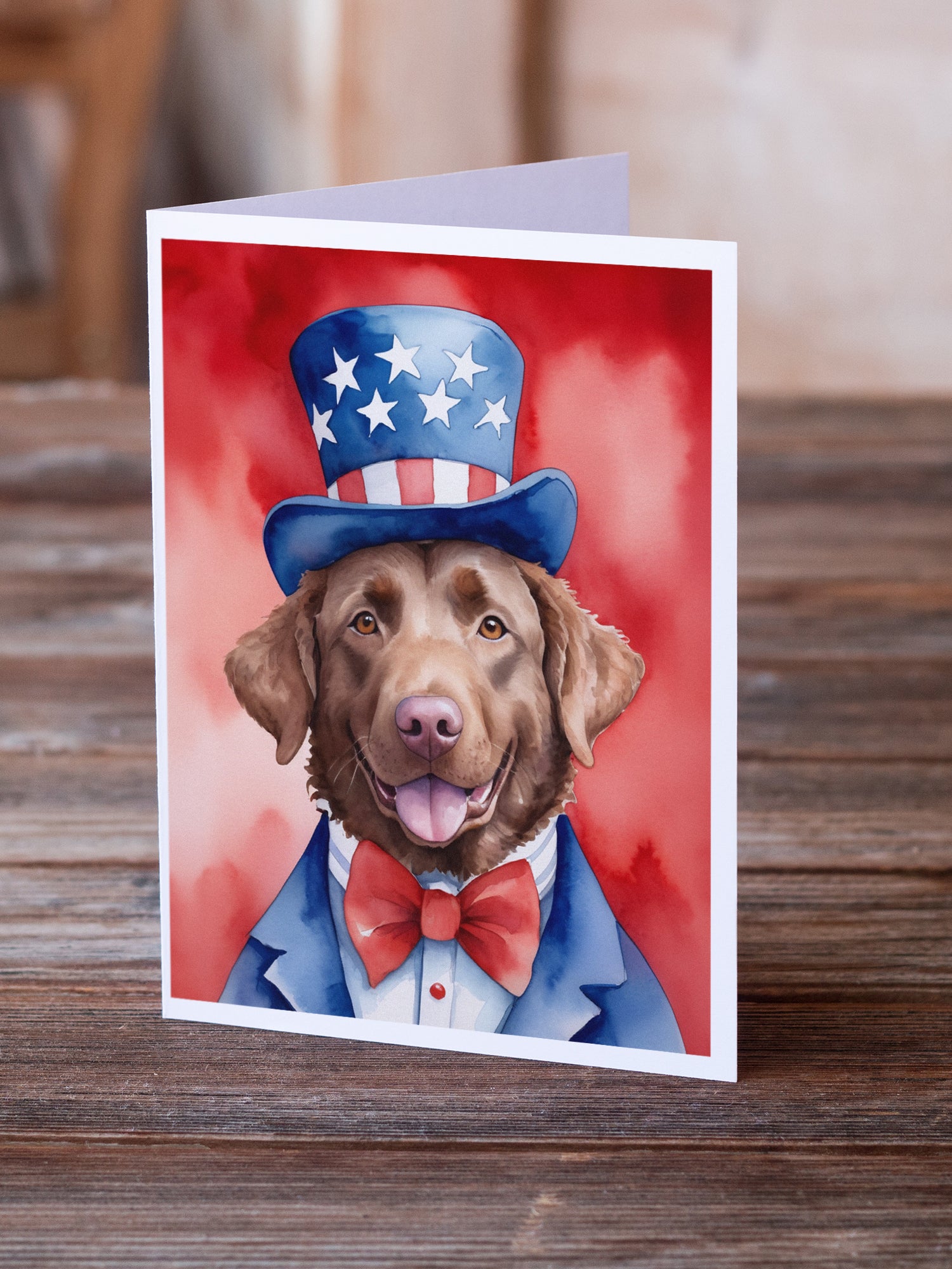 Buy this Chesapeake Bay Retriever Patriotic American Greeting Cards Pack of 8