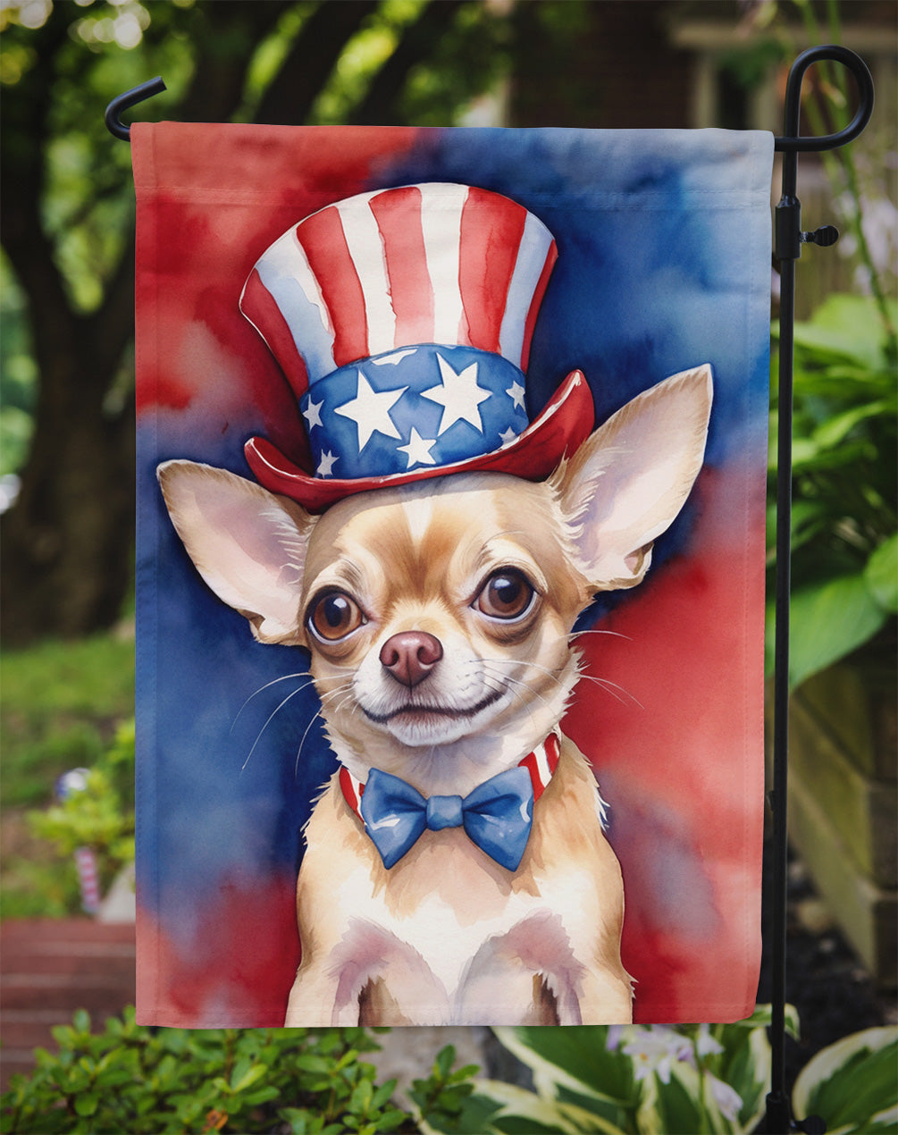 Chihuahua Patriotic American Garden Flag