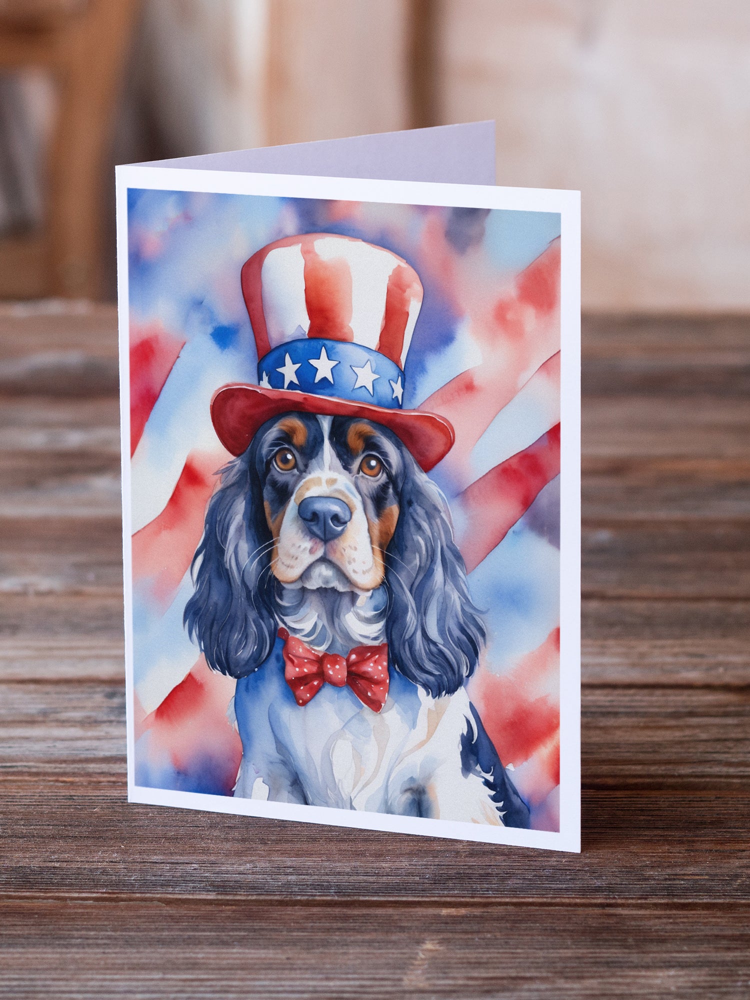 Cocker Spaniel Patriotic American Greeting Cards Pack of 8