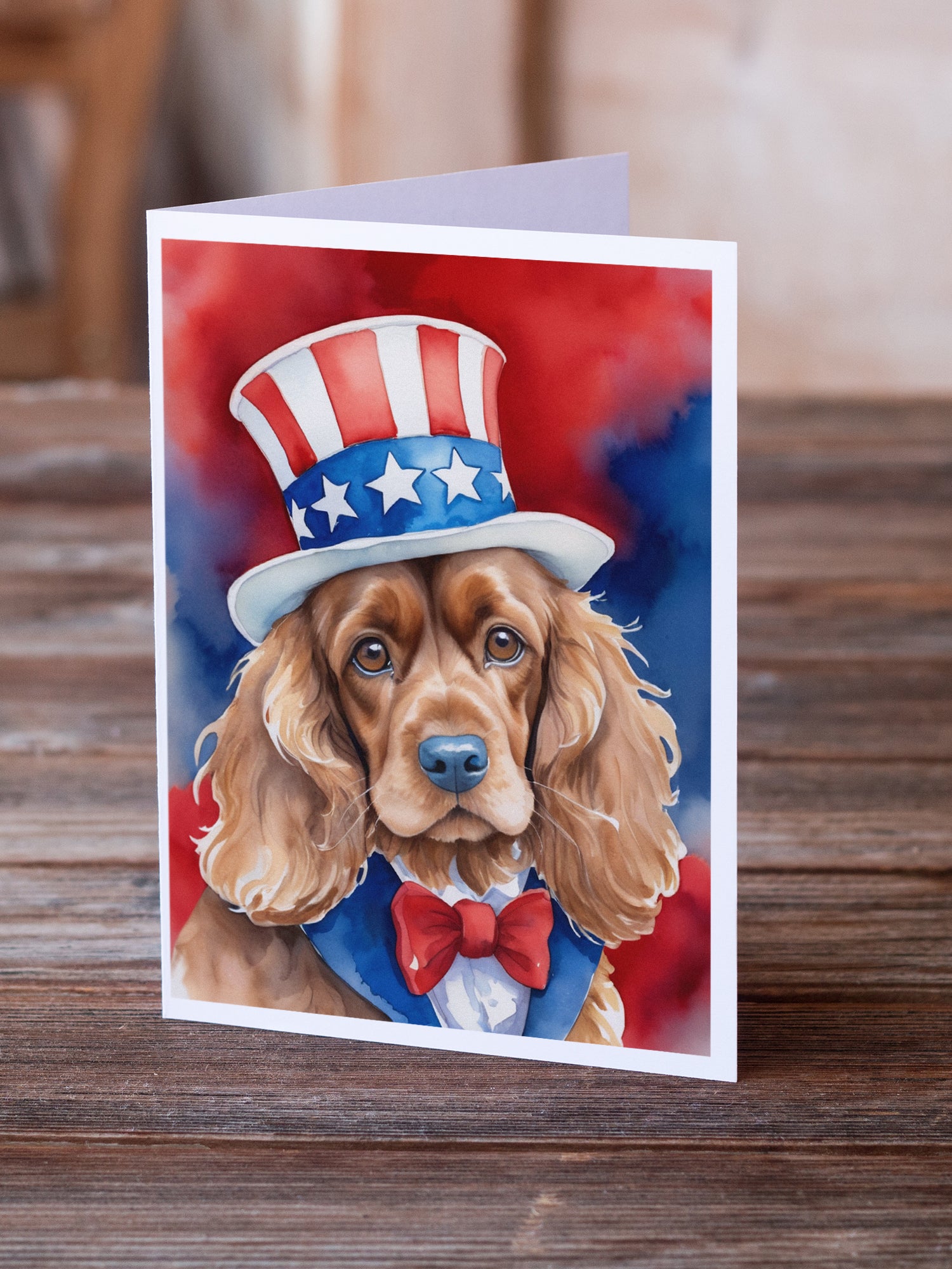 Buy this Cocker Spaniel Patriotic American Greeting Cards Pack of 8