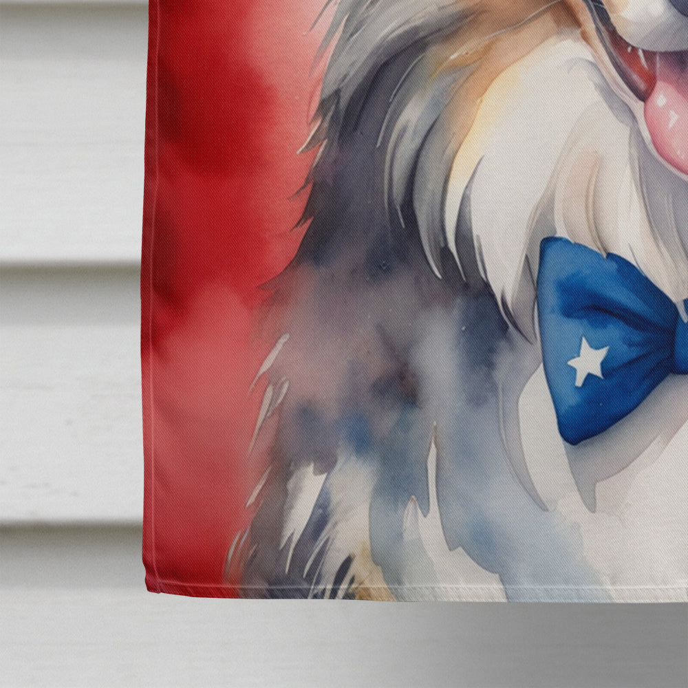 Collie Patriotic American House Flag