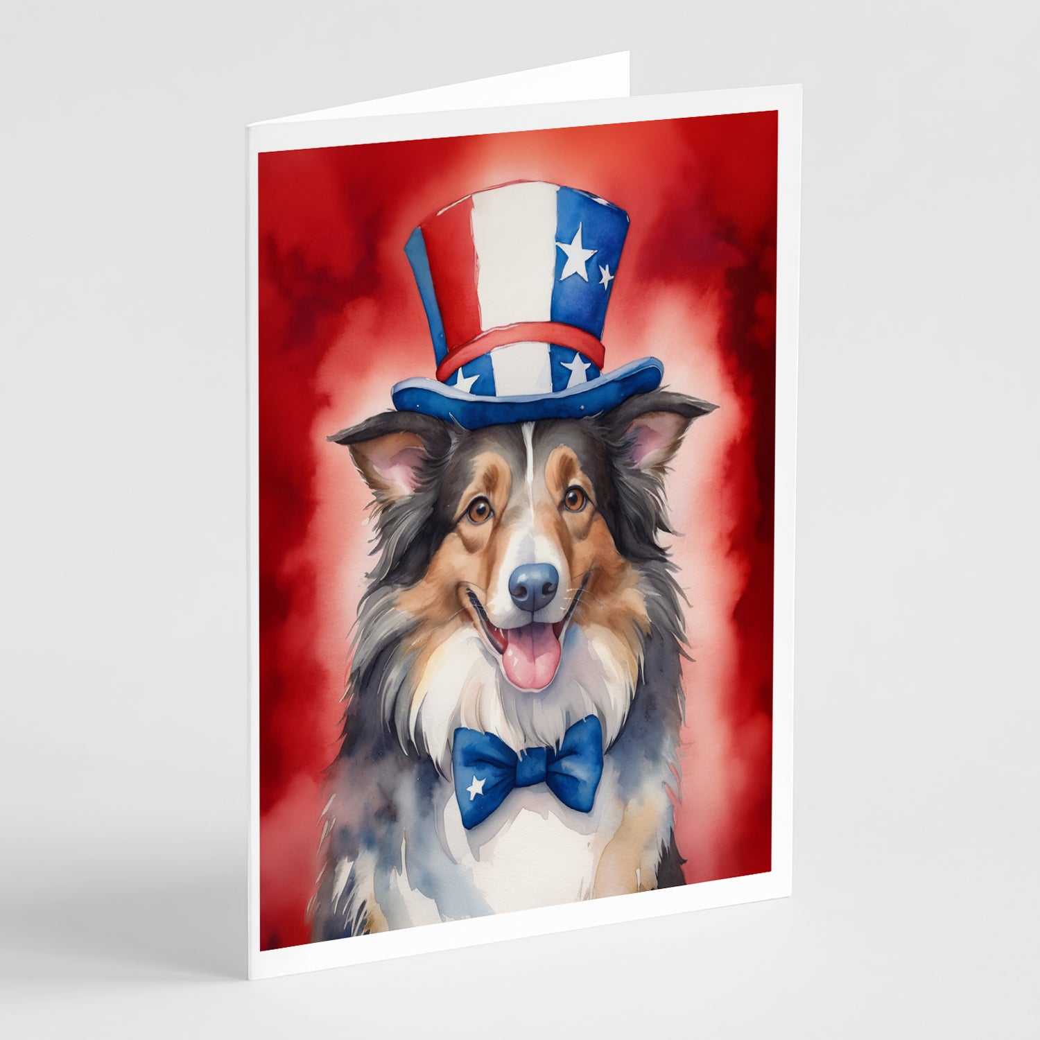 Buy this Collie Patriotic American Greeting Cards Pack of 8