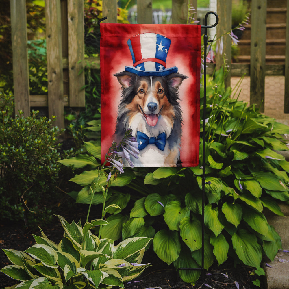 Collie Patriotic American Garden Flag