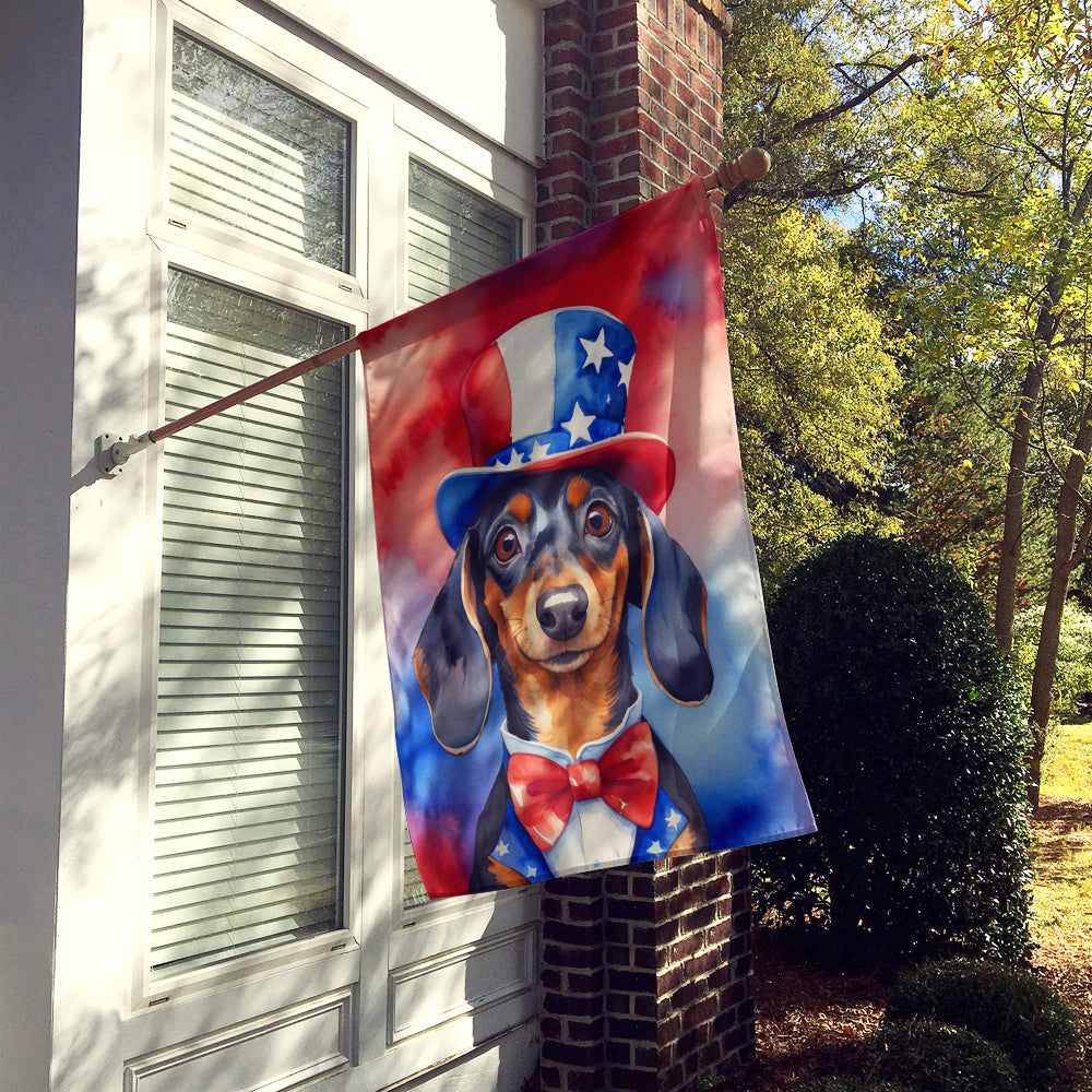 Dachshund Patriotic American House Flag