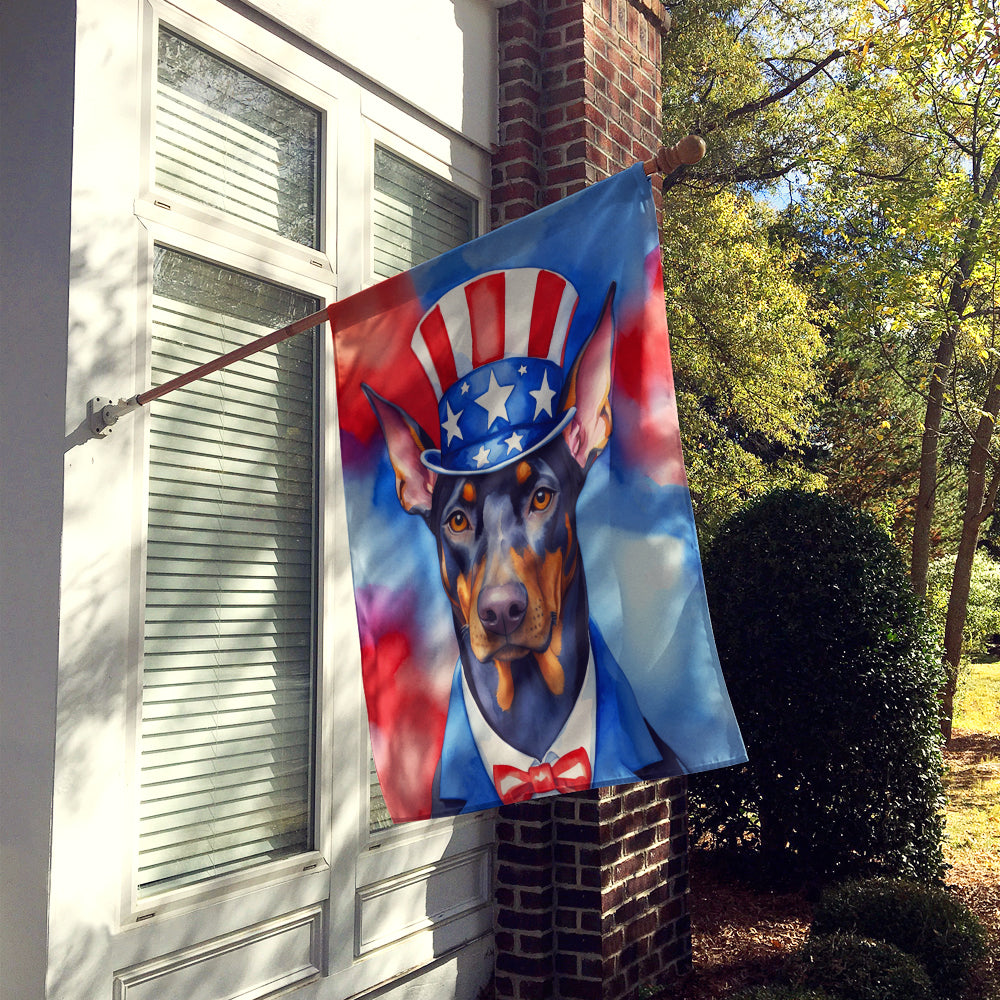 Doberman Pinscher Patriotic American House Flag