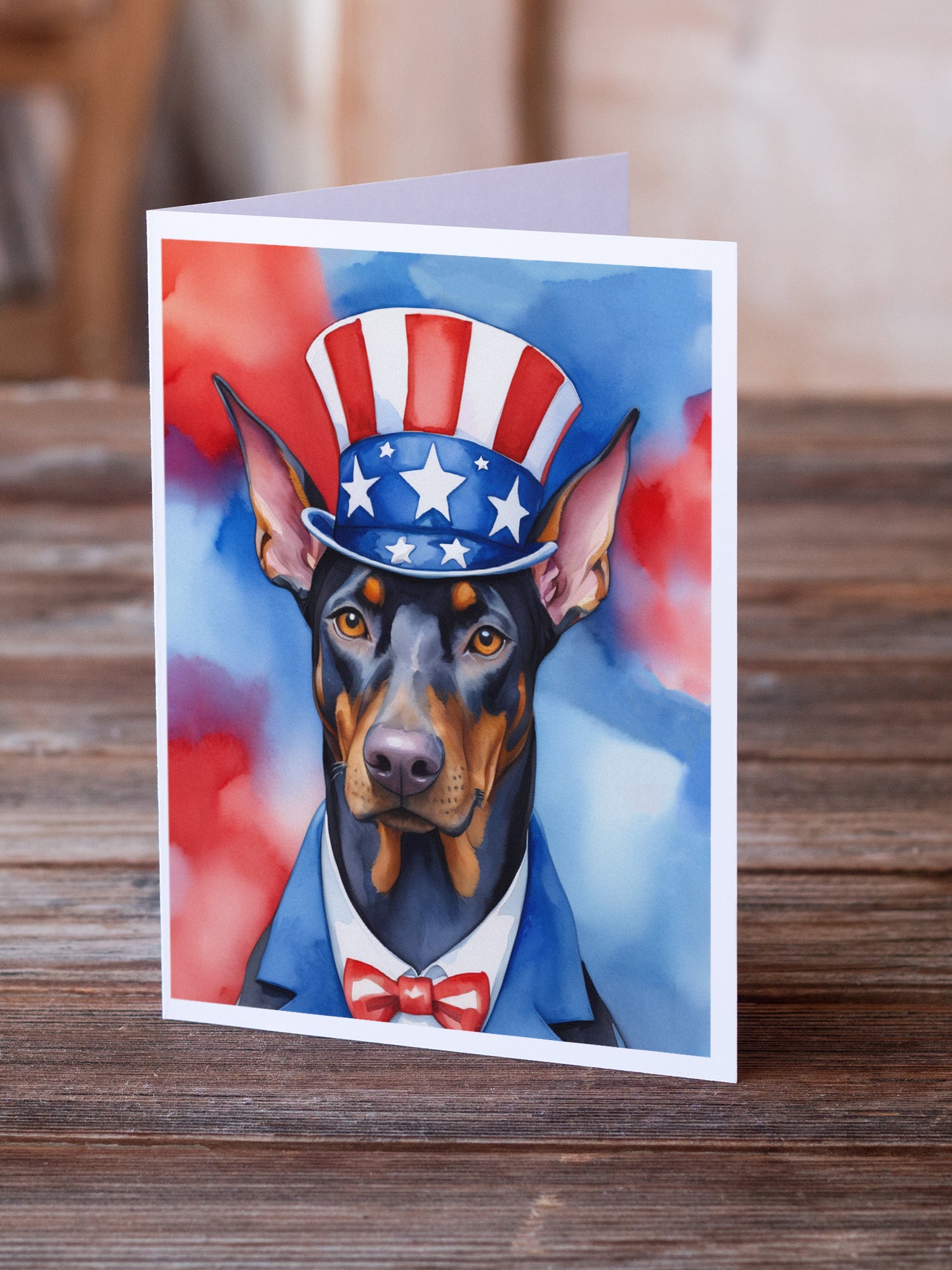 Buy this Doberman Pinscher Patriotic American Greeting Cards Pack of 8