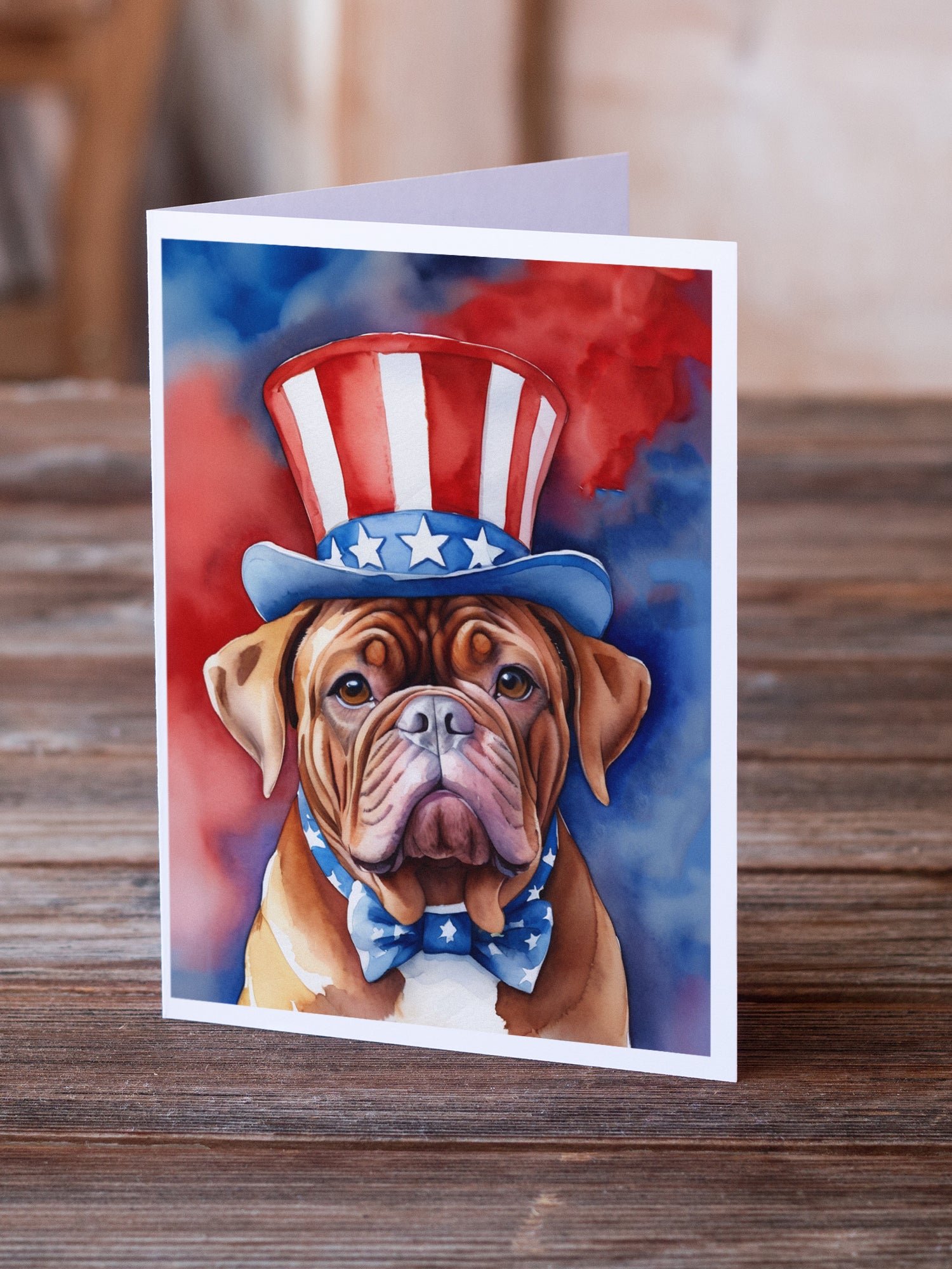 Buy this Dogue de Bordeaux Patriotic American Greeting Cards Pack of 8