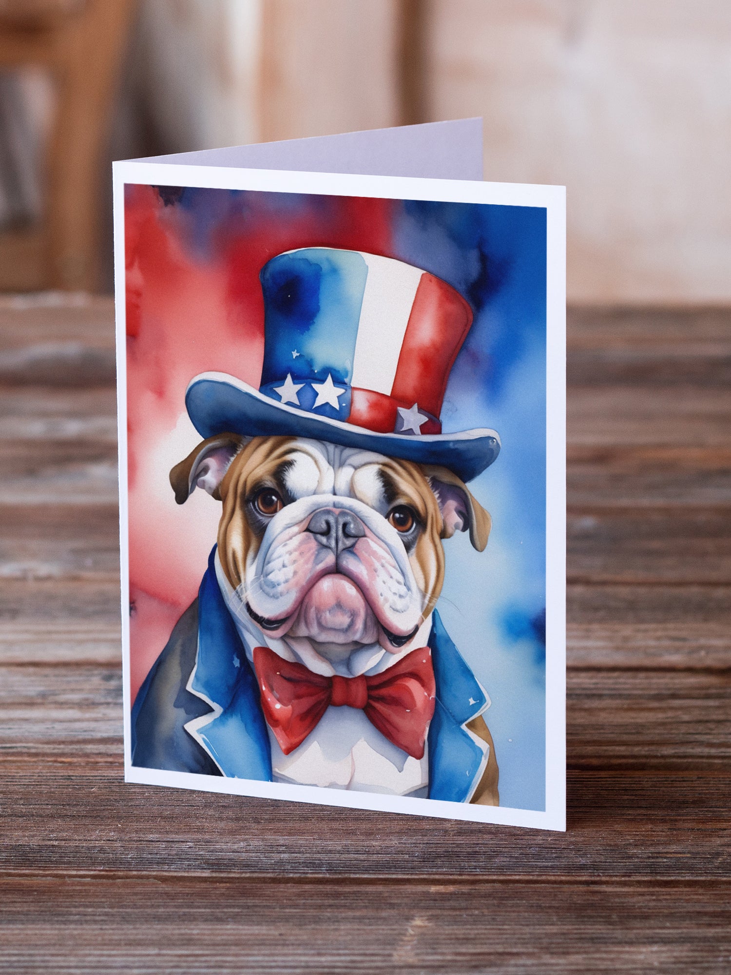 Buy this English Bulldog Patriotic American Greeting Cards Pack of 8