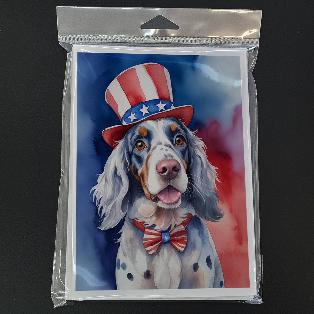 English Setter Patriotic American Greeting Cards Pack of 8